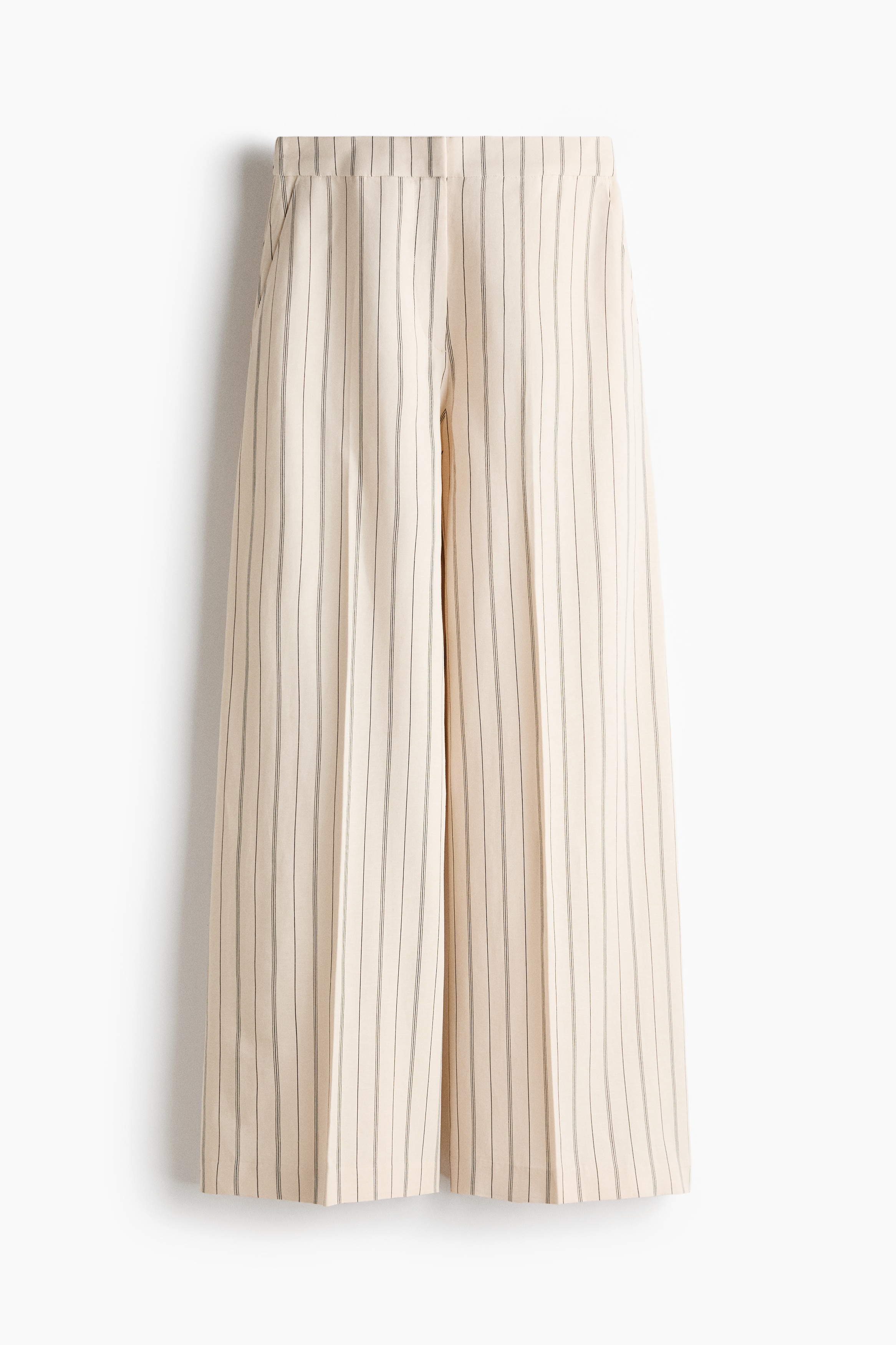 Tailored linen-blend trousers - Light beige/Striped/Light turquoise