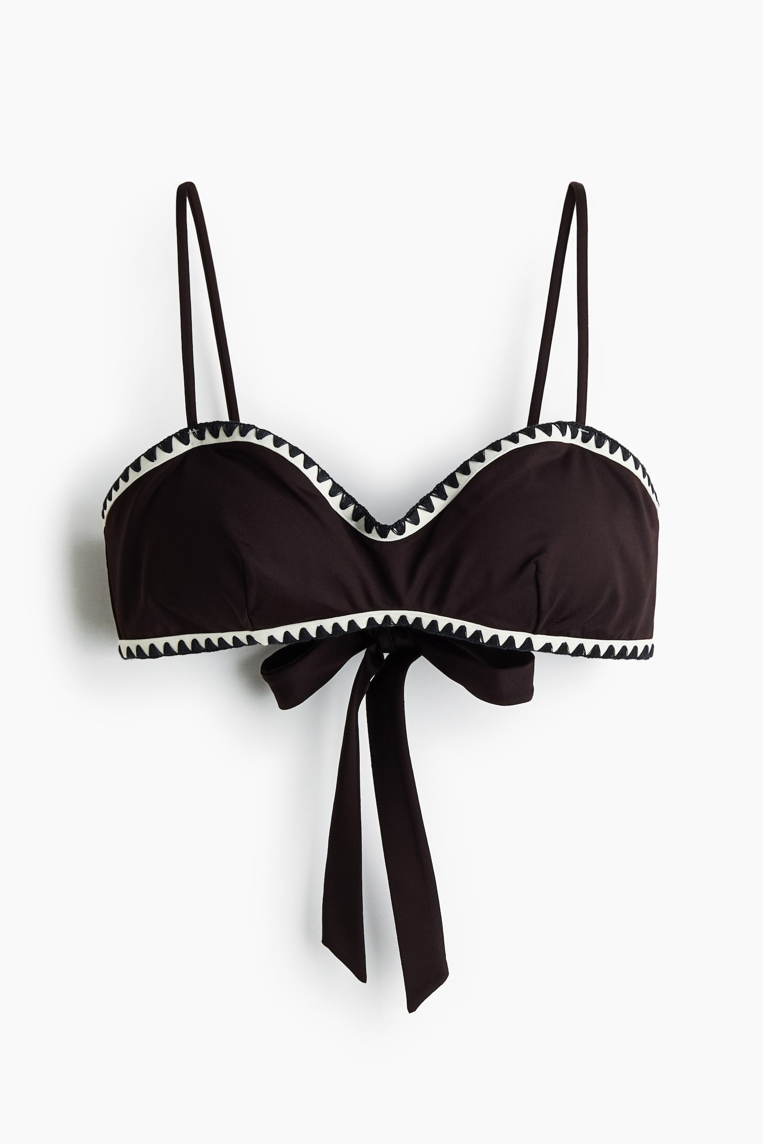 Top de bikini con relleno - Café oscuro/Blanco
