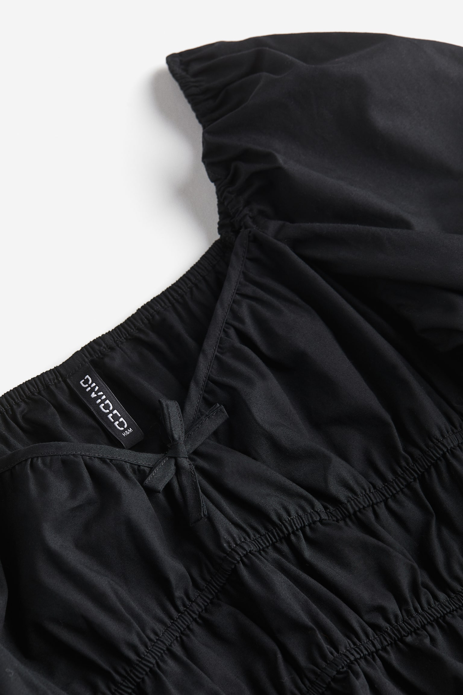 Gathered Cotton Blouse - Black/White - 2