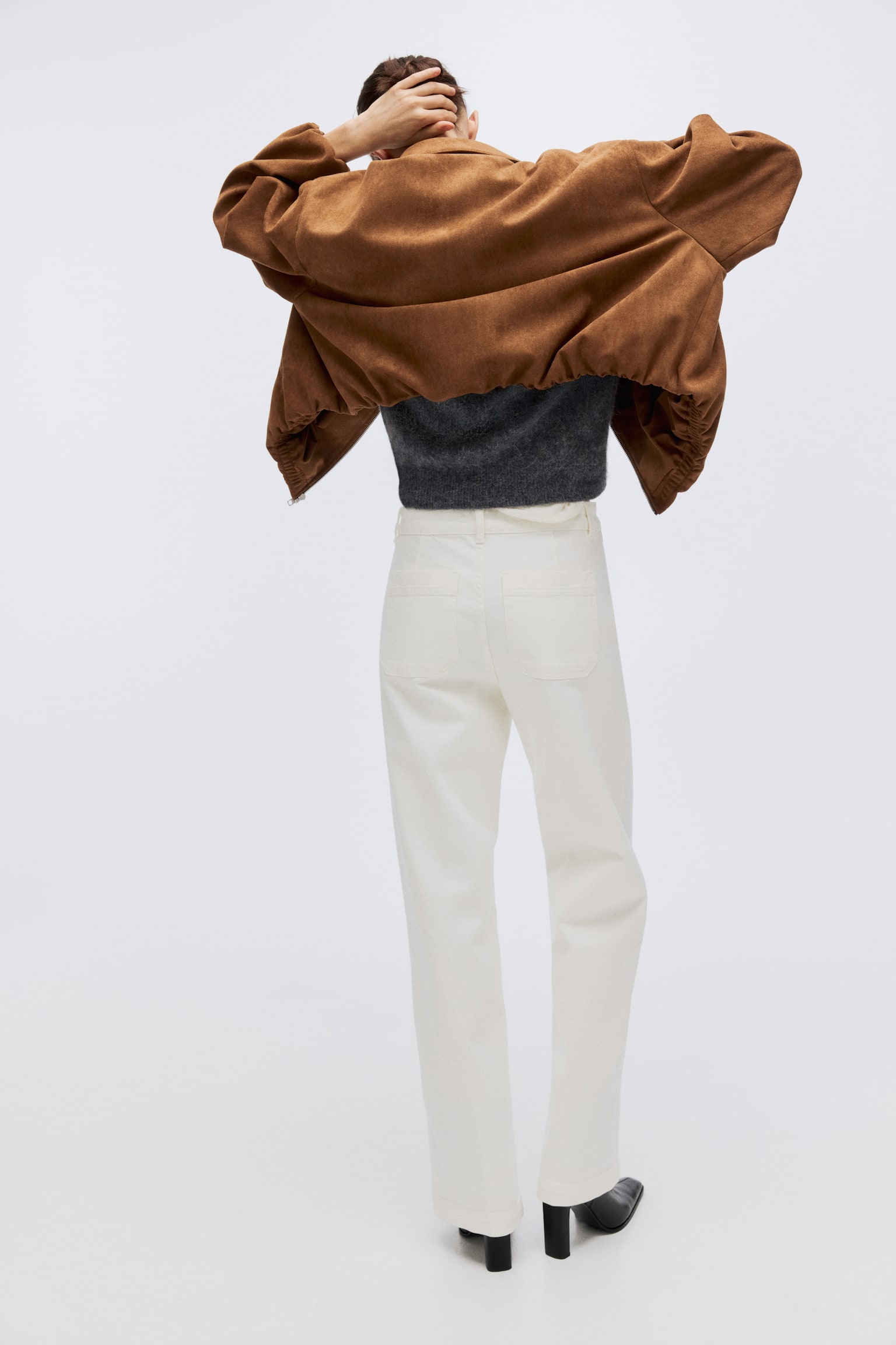 Wide High Jeans - White/Dark brown/Light red/Navy denim blue/Light denim blue/Dark denim blue/Powder pink - 4