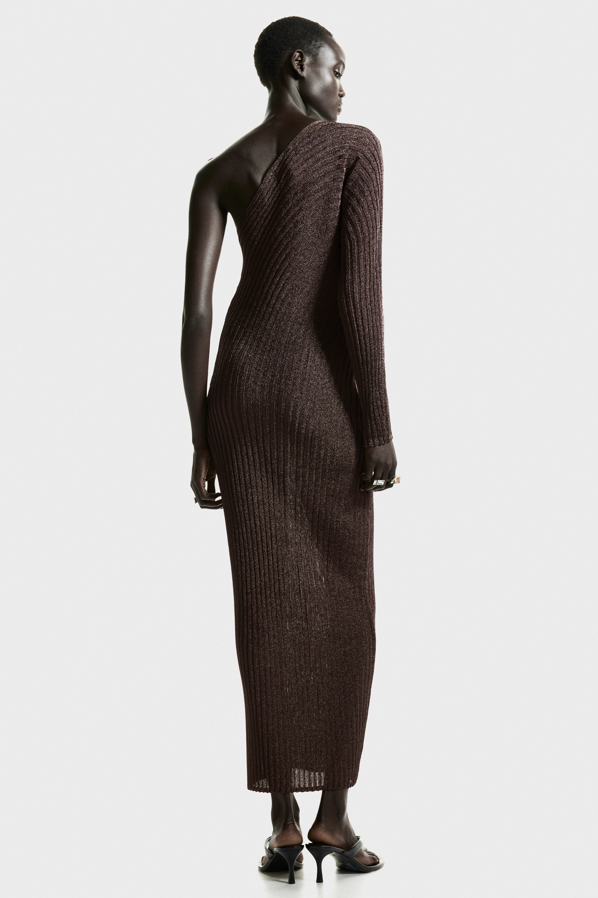 Metallic one-shoulder dress
