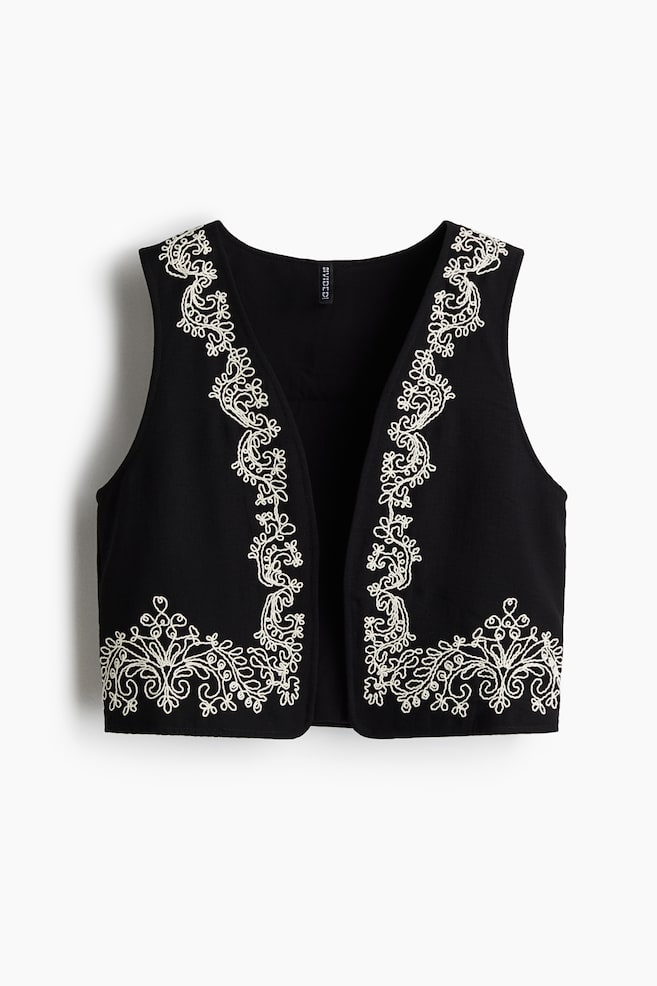 Gilet ricamato - Nero/bianco - 1