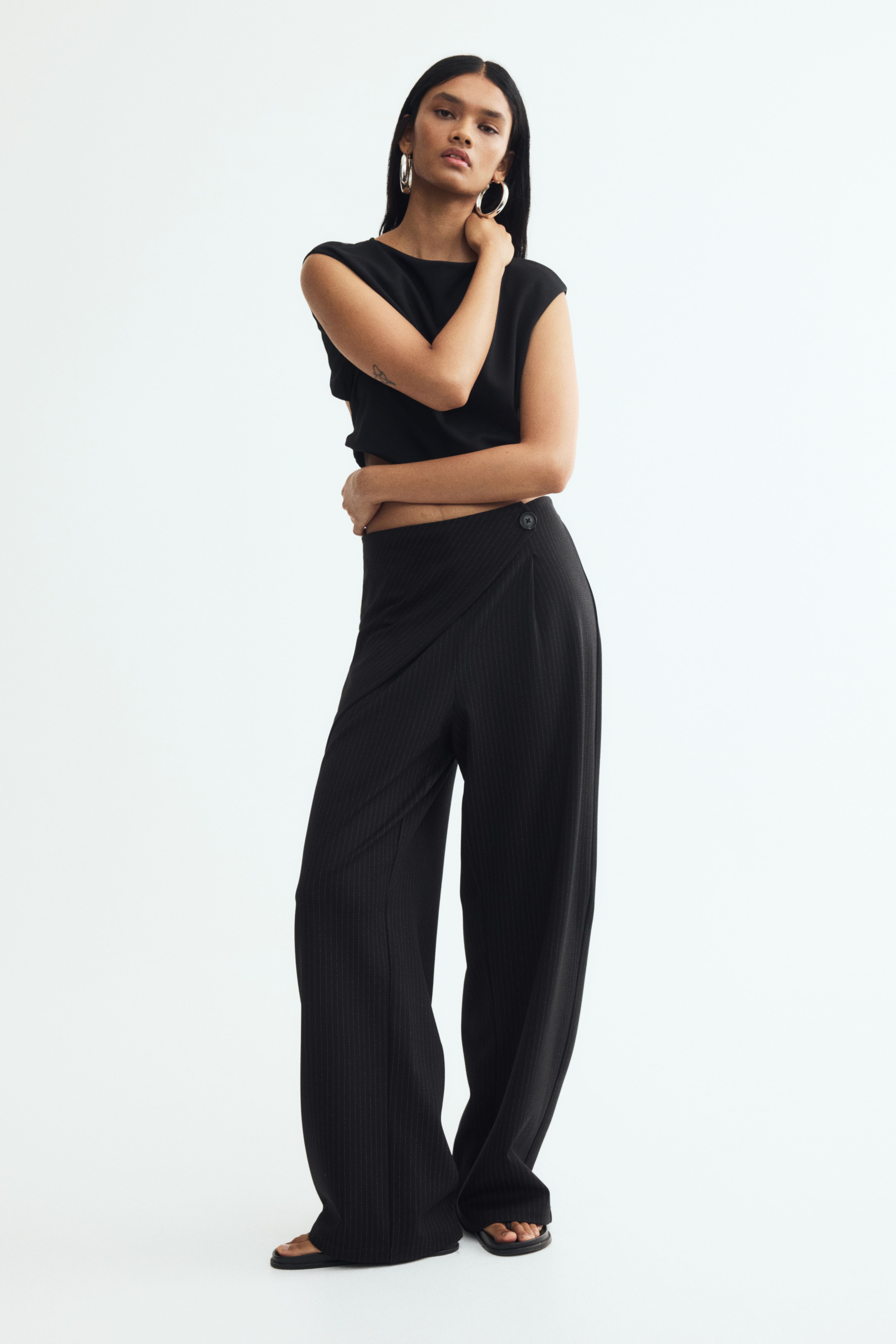 Loose-Fit Wrap-Detail Pants