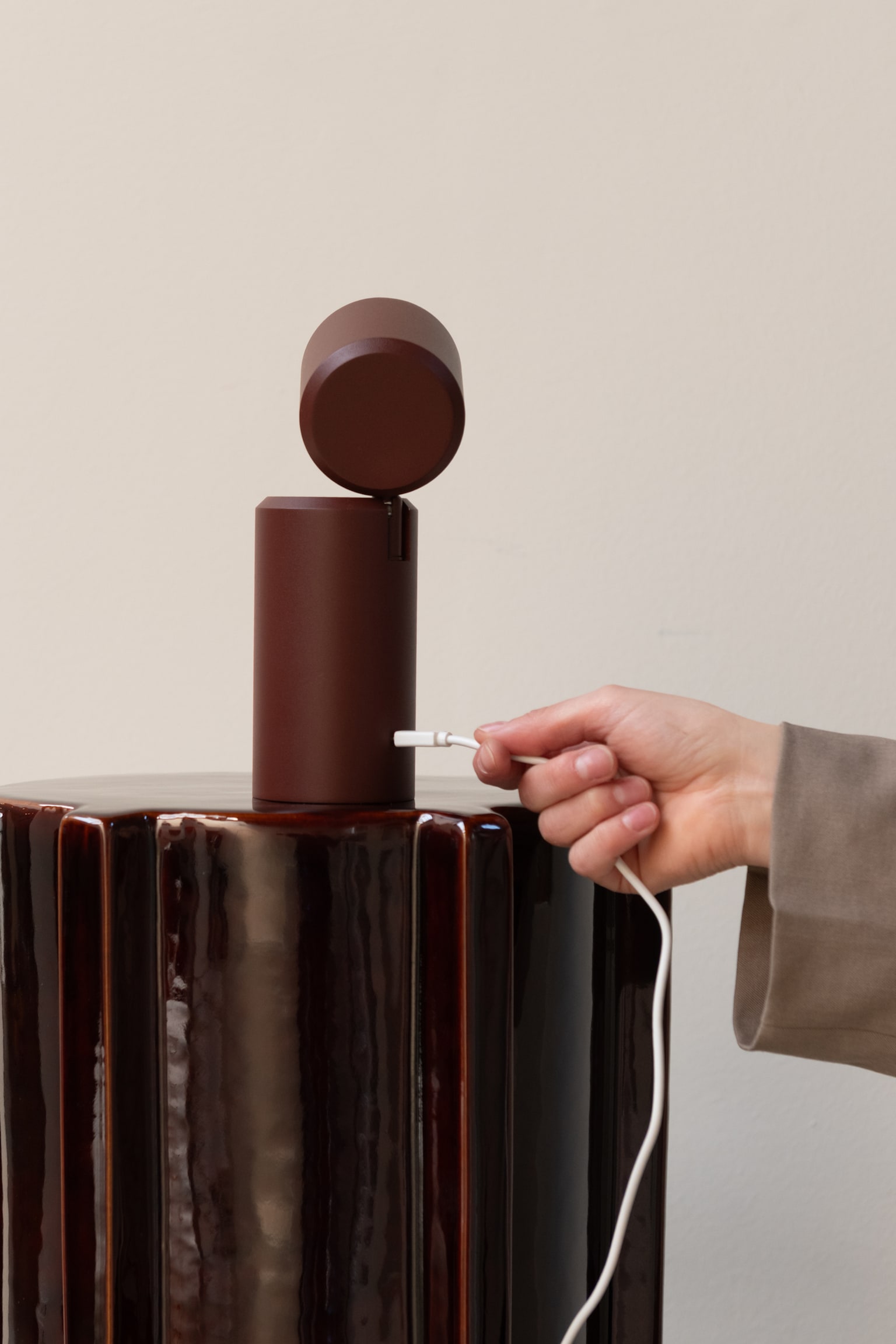 Milan Tischlampe - Bordeaux/Schwarz/Beige - 7