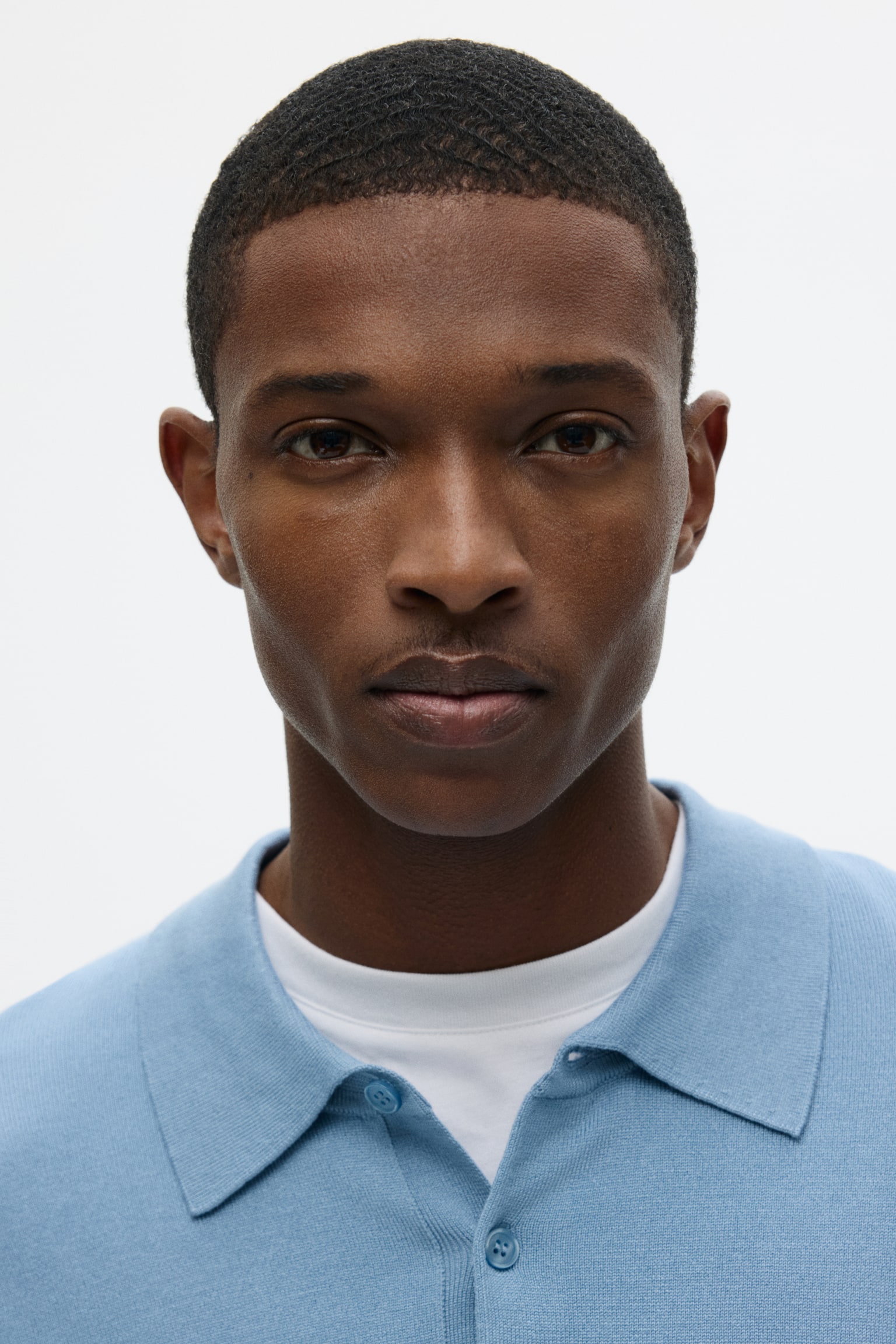 Regular Fit Fine-knit polo shirt - Blue/Light beige/Grey marl/Navy blue - 4