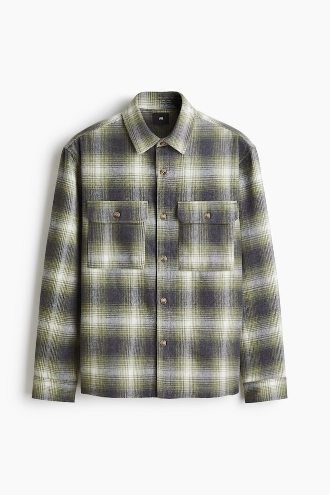 Regular-Fit Flannel Overshirt - Dark khaki green/plaid/Brown/plaid/Dark blue/plaid - 1