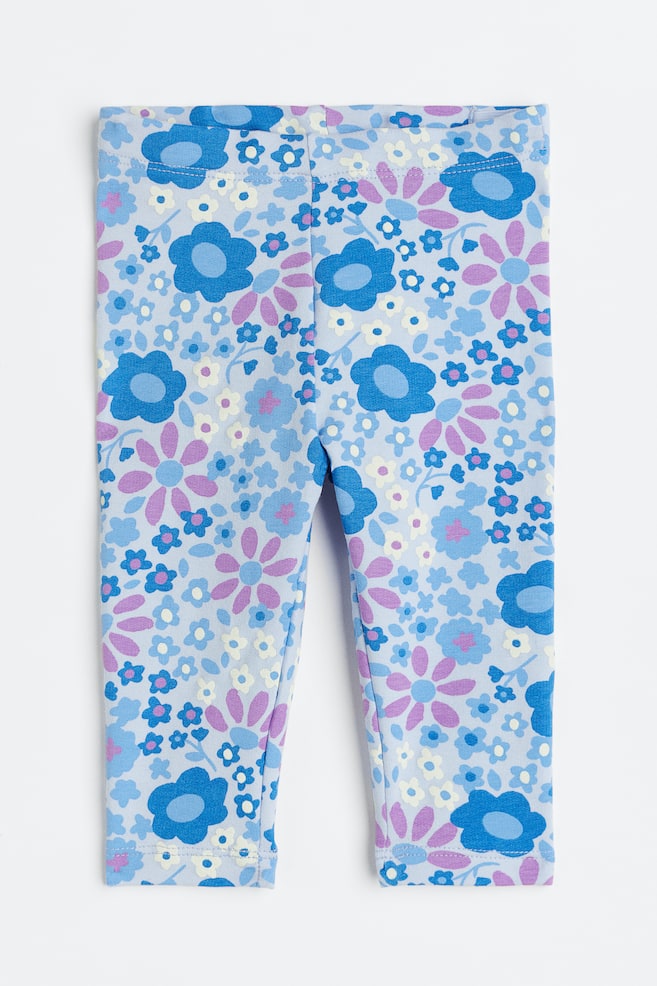 Legging met geruwde binnenkant - Blauw/bloemen - 1