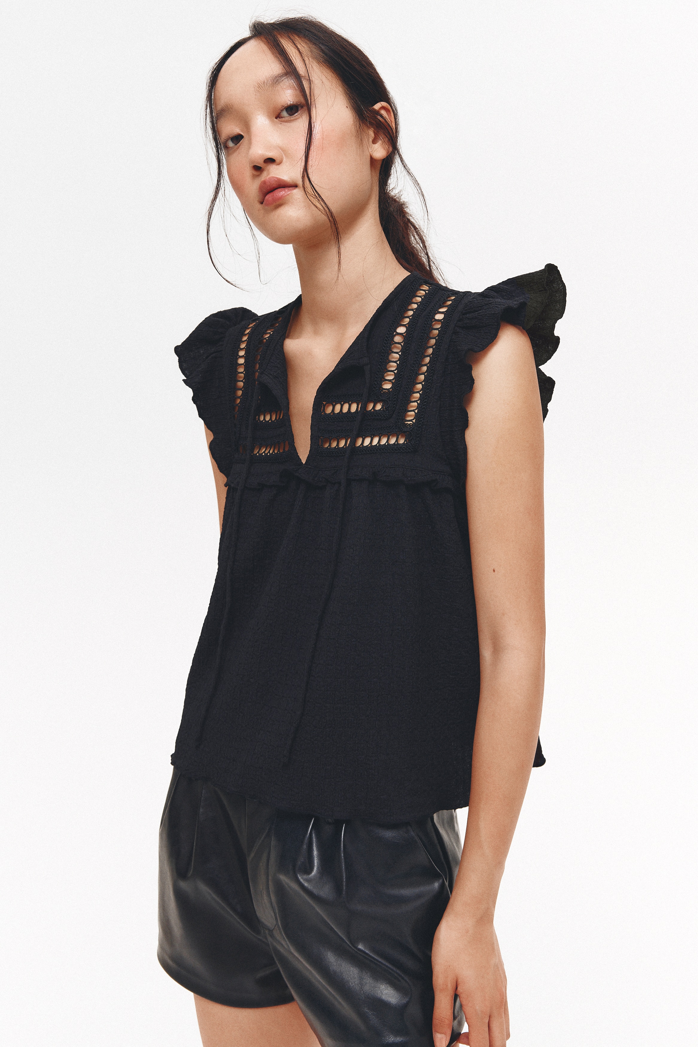 Textured jersey top