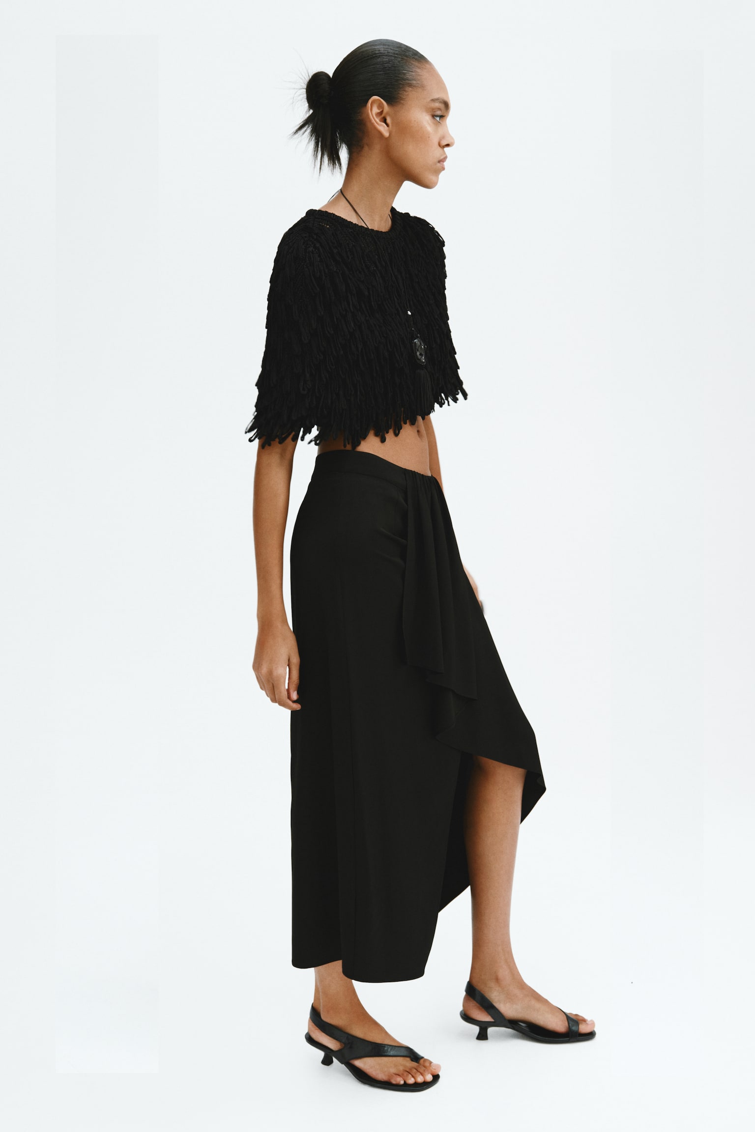 Draped-panel asymmetric skirt - Black - 5