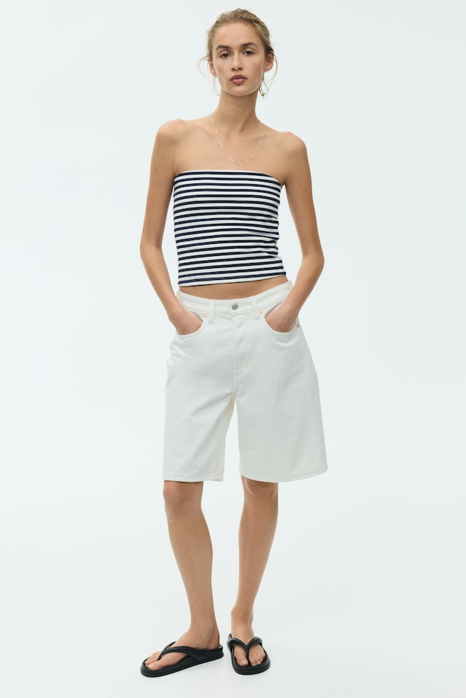 Cotton tube top-Navy blue/Striped - 4