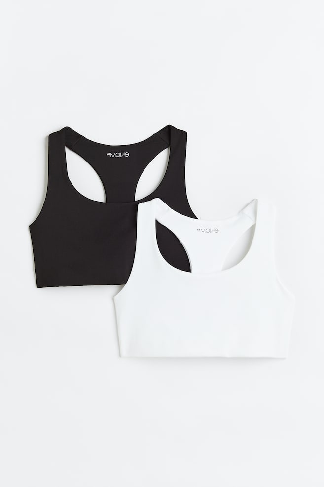 2-pack Medium Support Sports bras - Black/White/Beige/Dark purple/Dark khaki green/White - 2