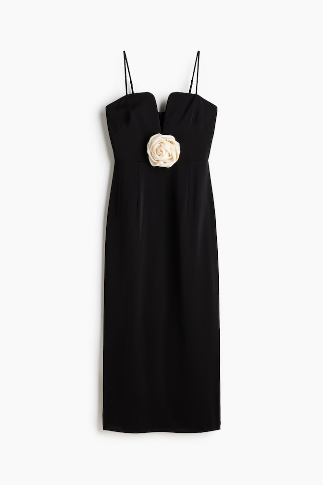 Rose-appliqué dress - Black - 1
