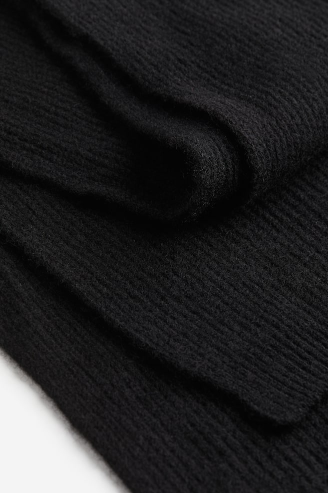Ribbed cashmere scarf - Black/Grey marl - 2