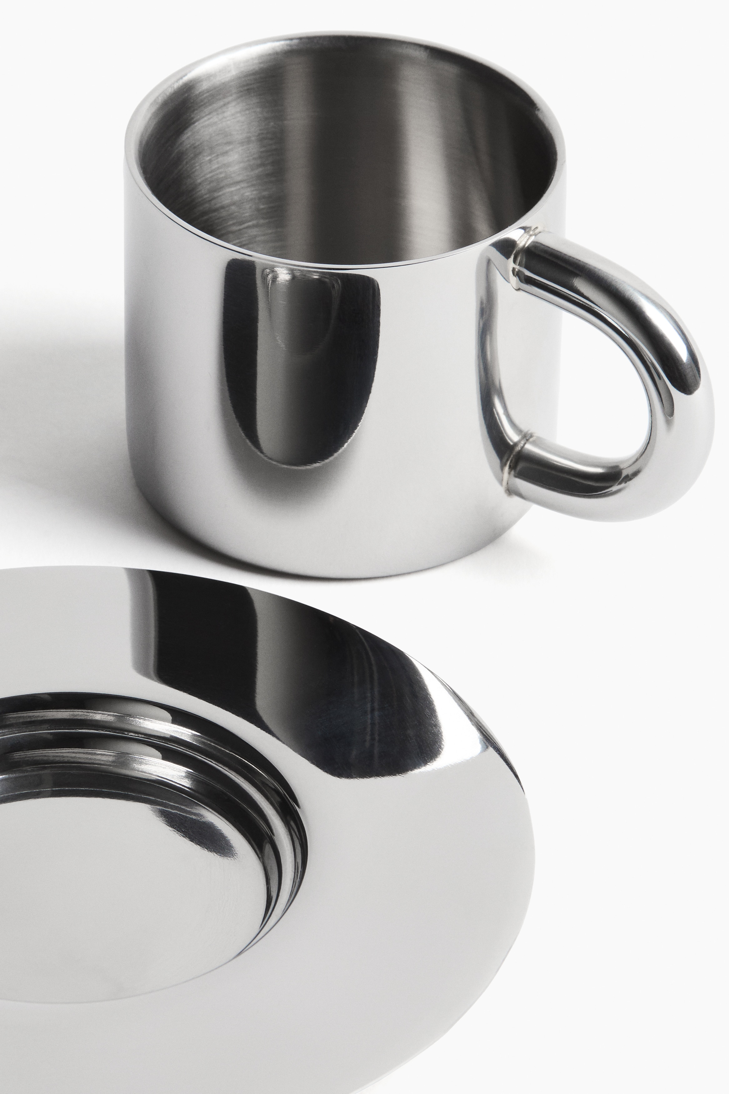 Set Of 2 Stainless Steel Tea & Coffee Cups, Drinking Cups For Kids Silver Color Each Coffee Cup Size 2 9 X 2 9 Inch Easter Day Mothers Day Good Friday Gift - View #2