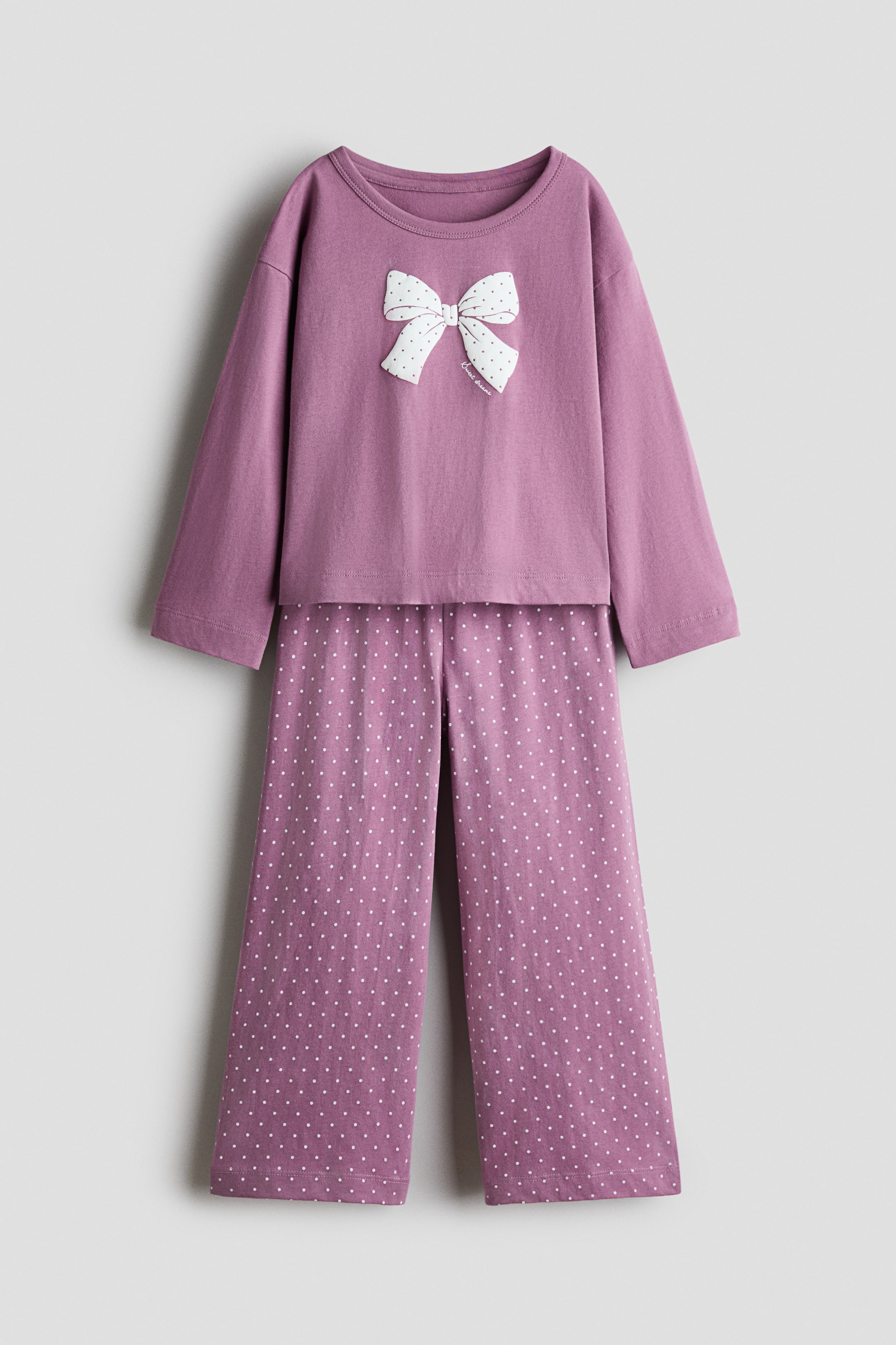 View larger image: Printed cotton pyjamas - Dusty purple/Bow - Kids | H&M 1