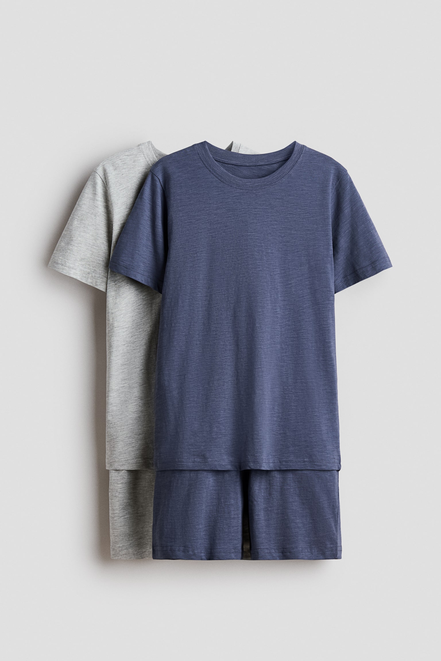 2-pack cotton pyjamas - Light grey marl/Blue marl