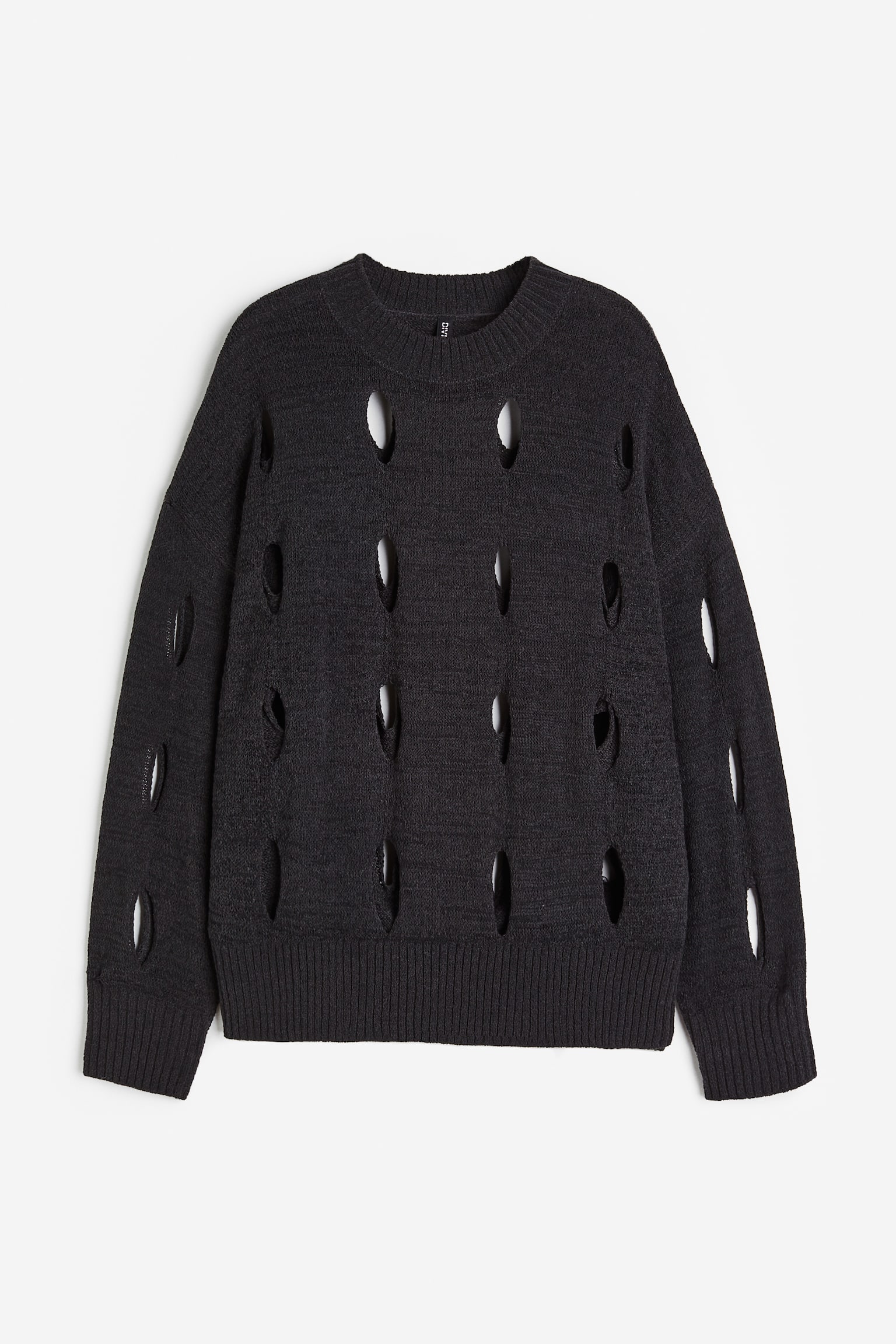 Hole-knit jumper - Black - 1