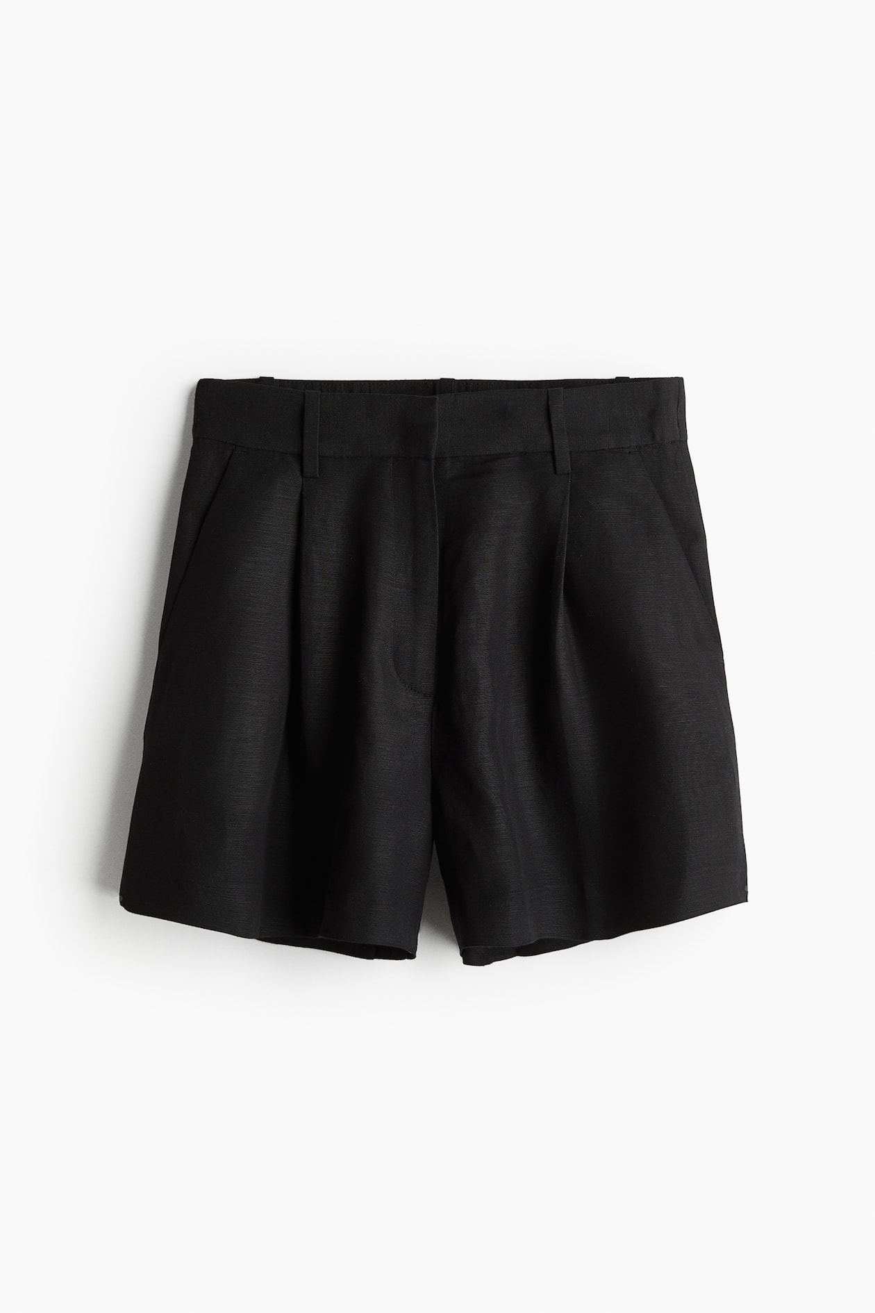 Linen-blend shorts Black Ladies H&M