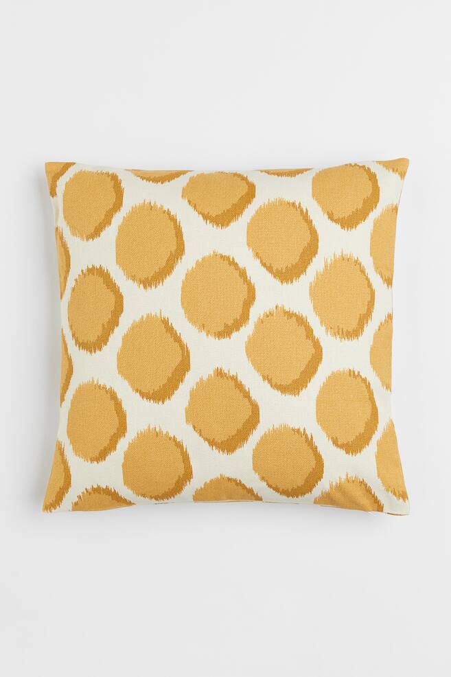 Patterned canvas cushion cover - Yellow/Patterned - 1