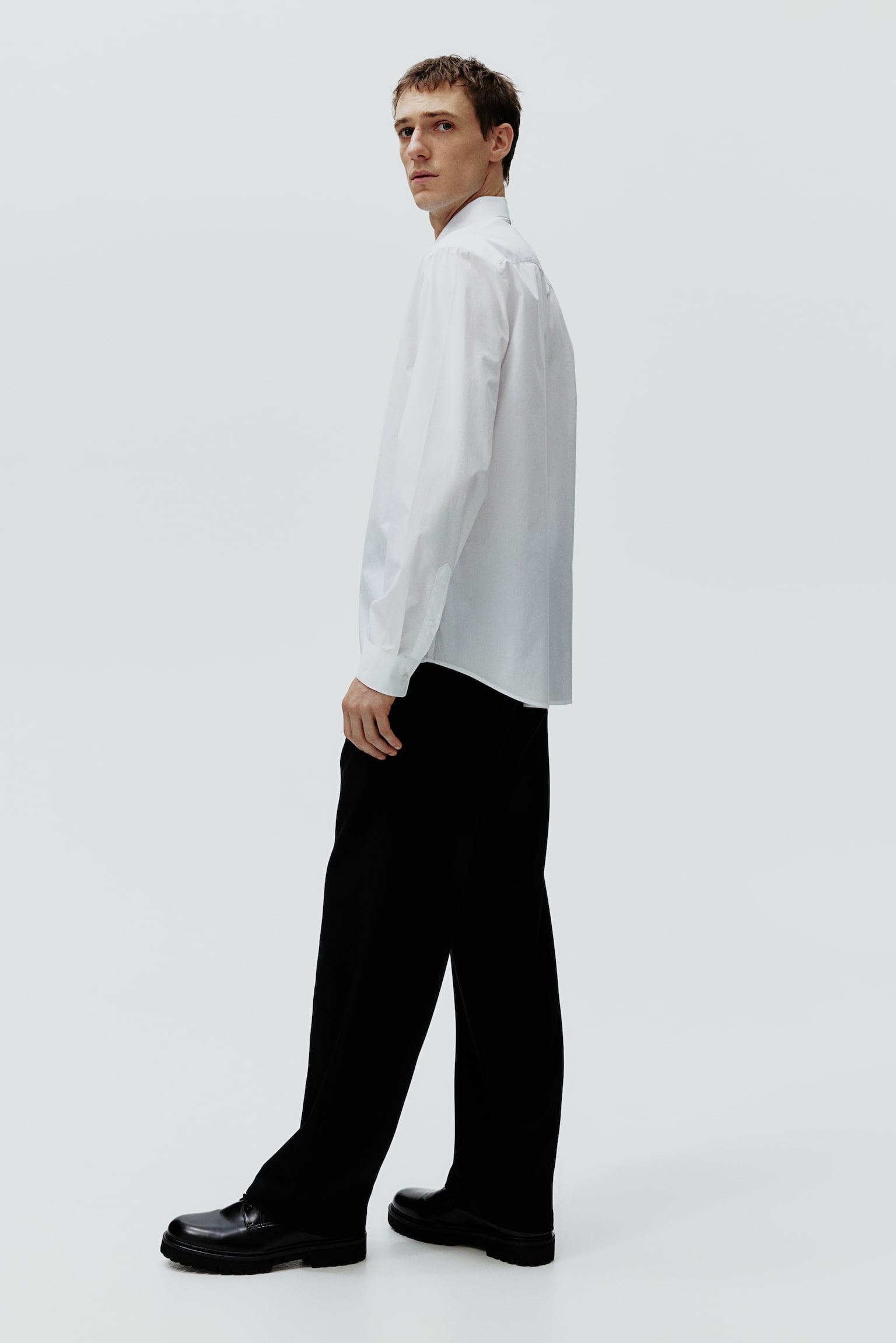 Regular Fit Poplin shirt - White/Black - 3