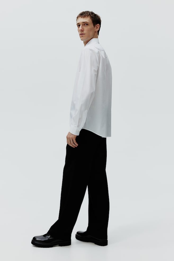 Skjorte i poplin Regular Fit - Hvid/Sort - 3