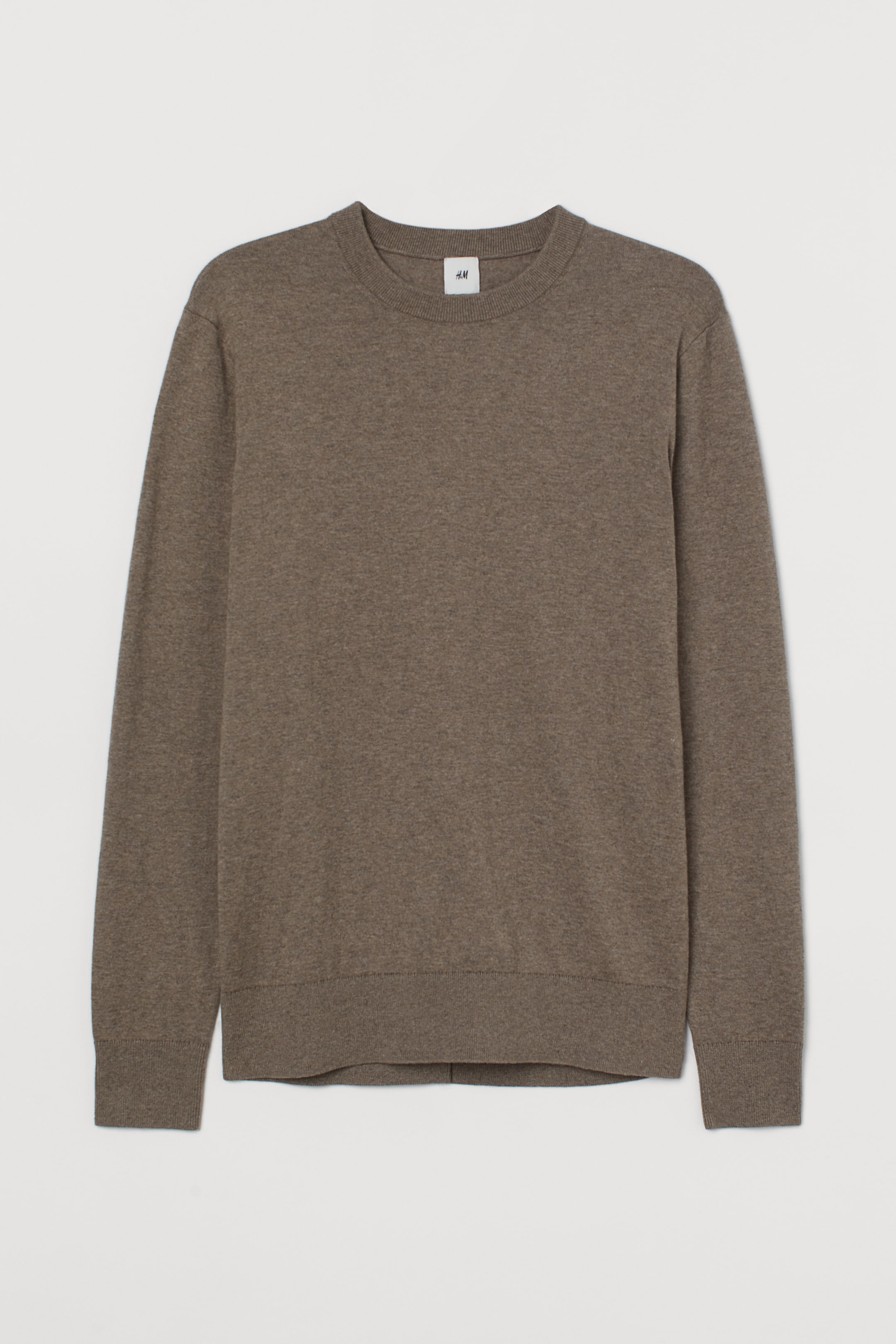 Slim Fit Cashmere-blend jumper - Round neck - Long sleeve - Beige marl ...