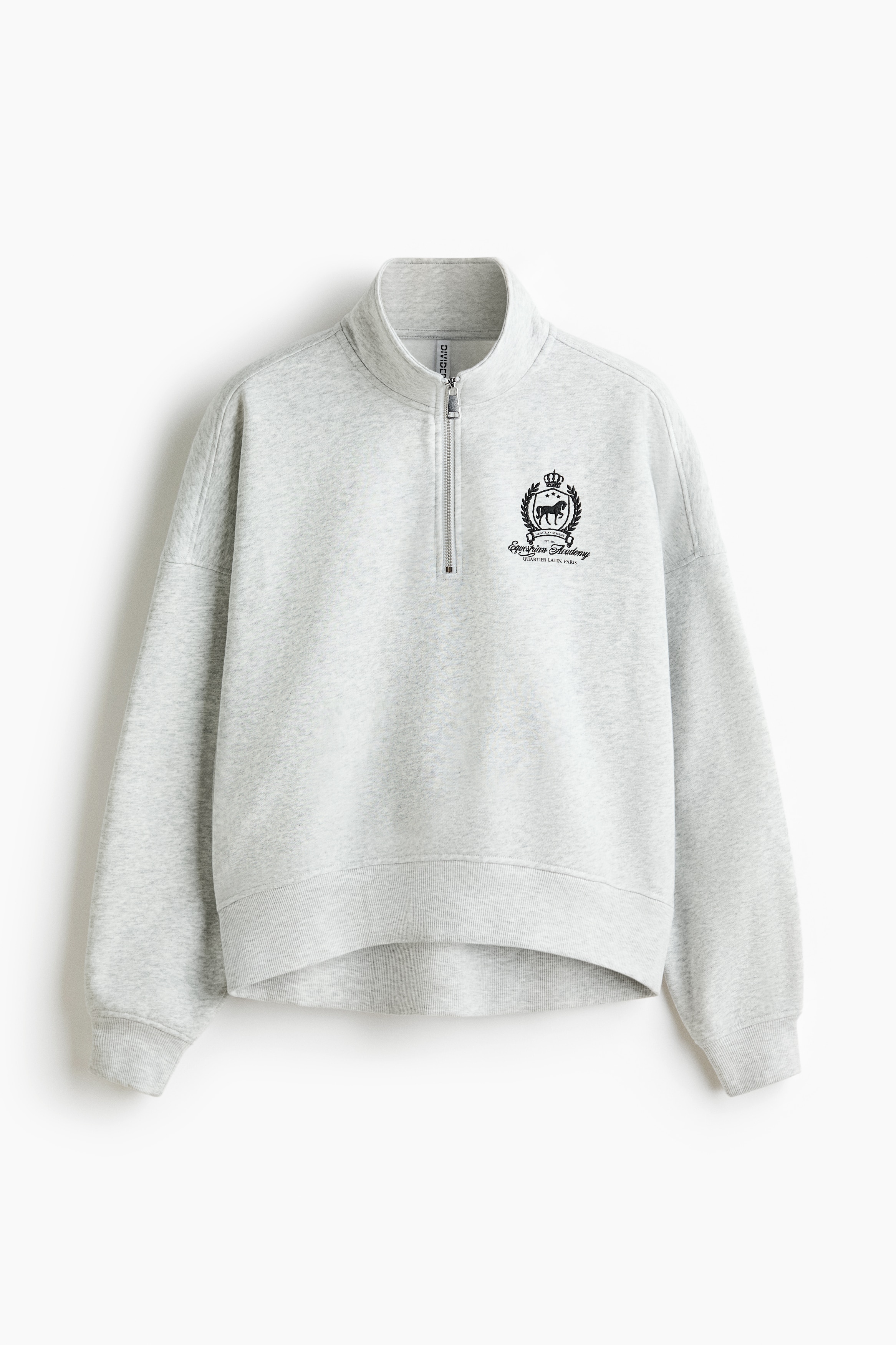 Zip-top sweatshirt - Light grey marl/Light blue