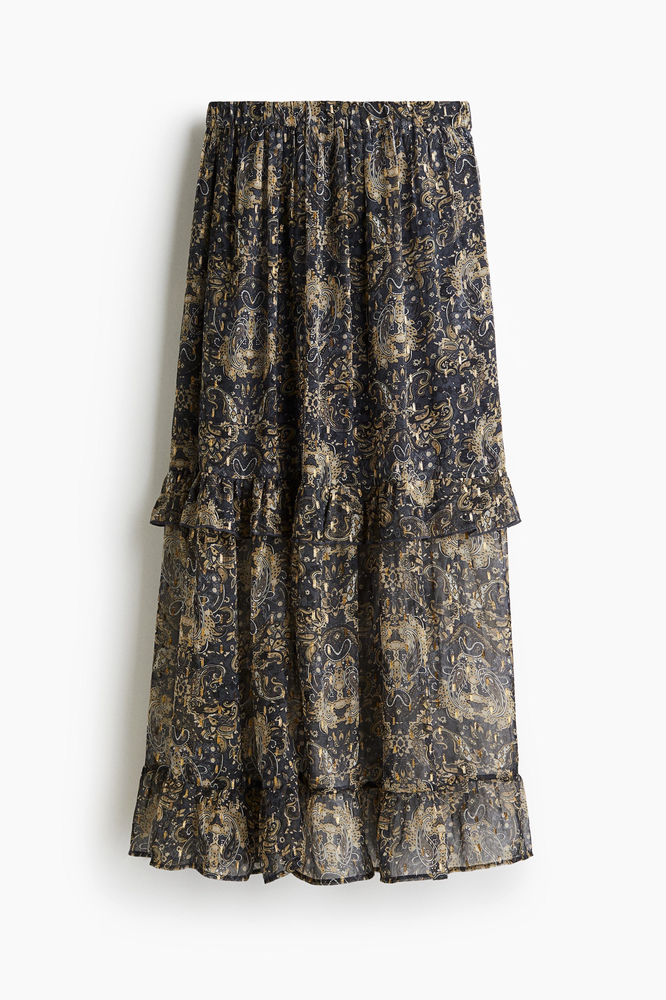 Chiffonjupe mit Volants - Marineblau/Gemustert