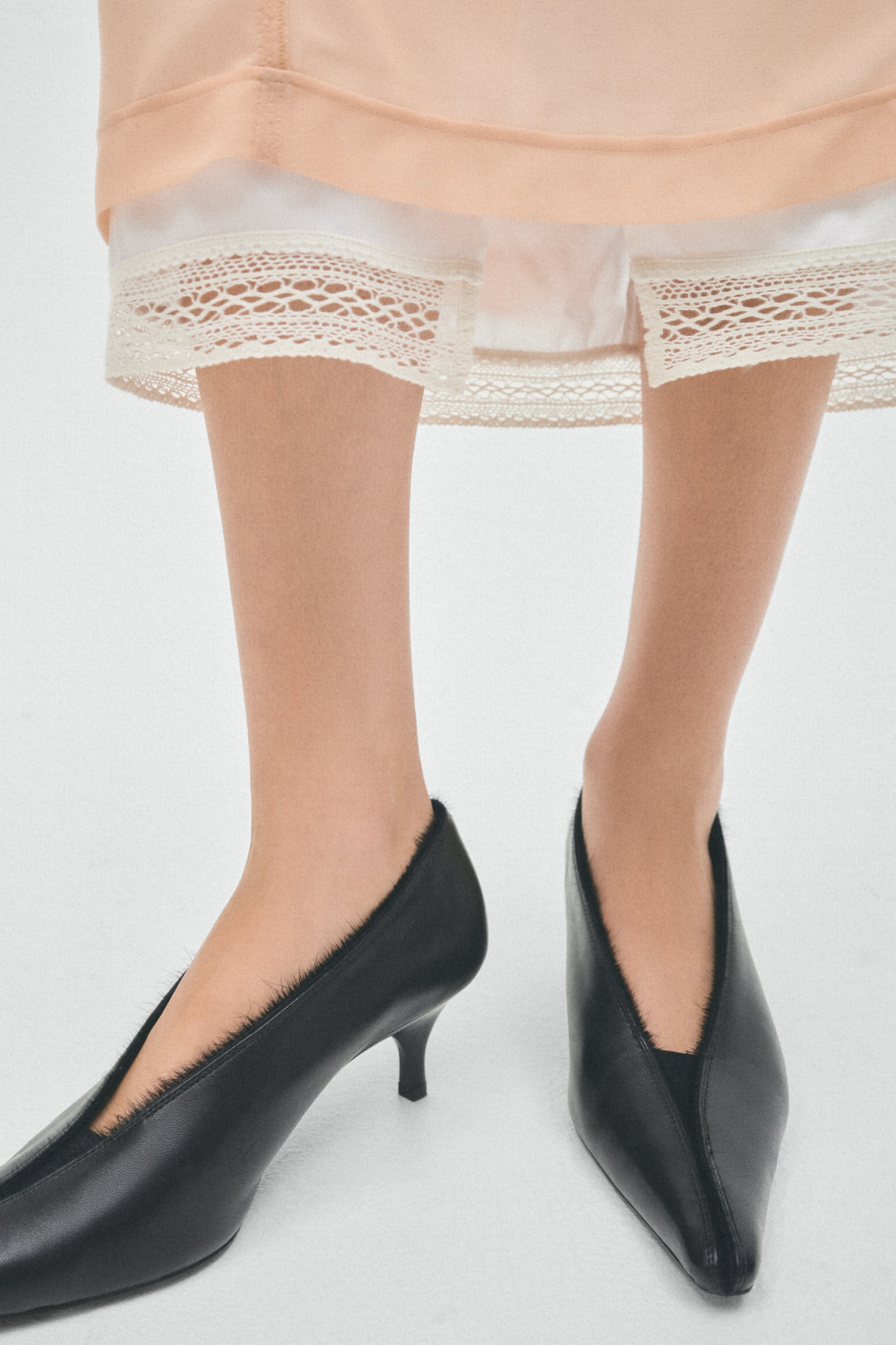 View larger image: Textured-finish leather court shoes - Black - Ladies | H&M 1
