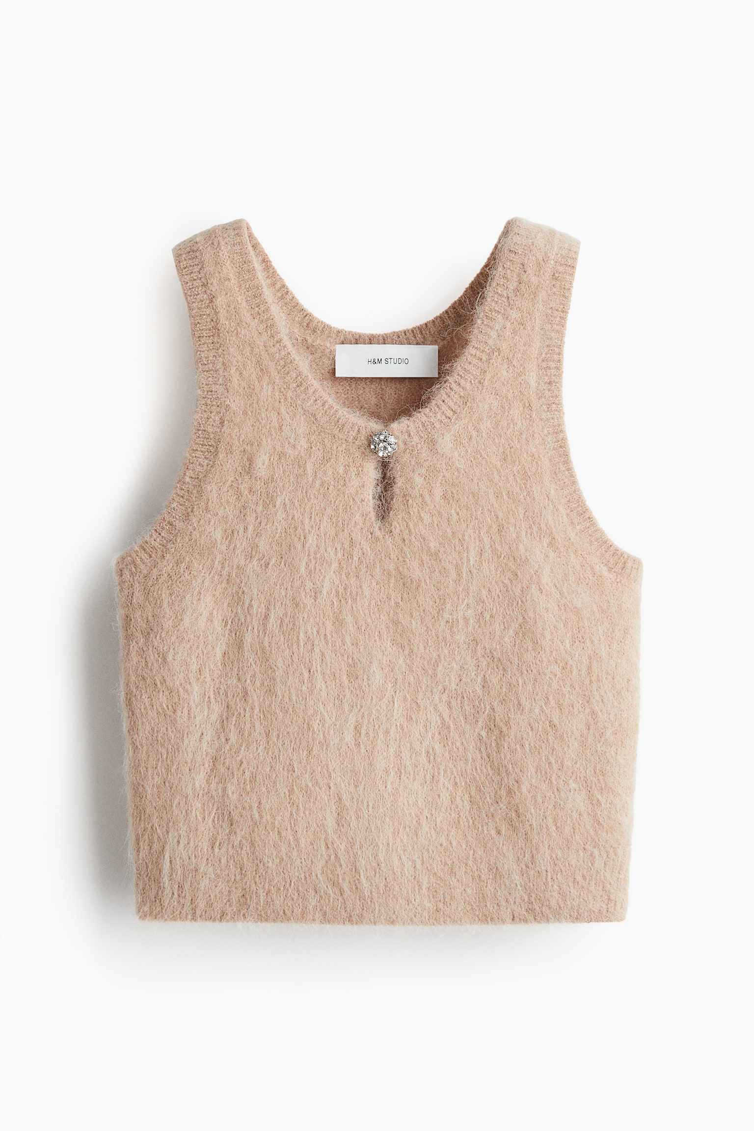 Cropped alpaca-blend vest top - Beige - 2