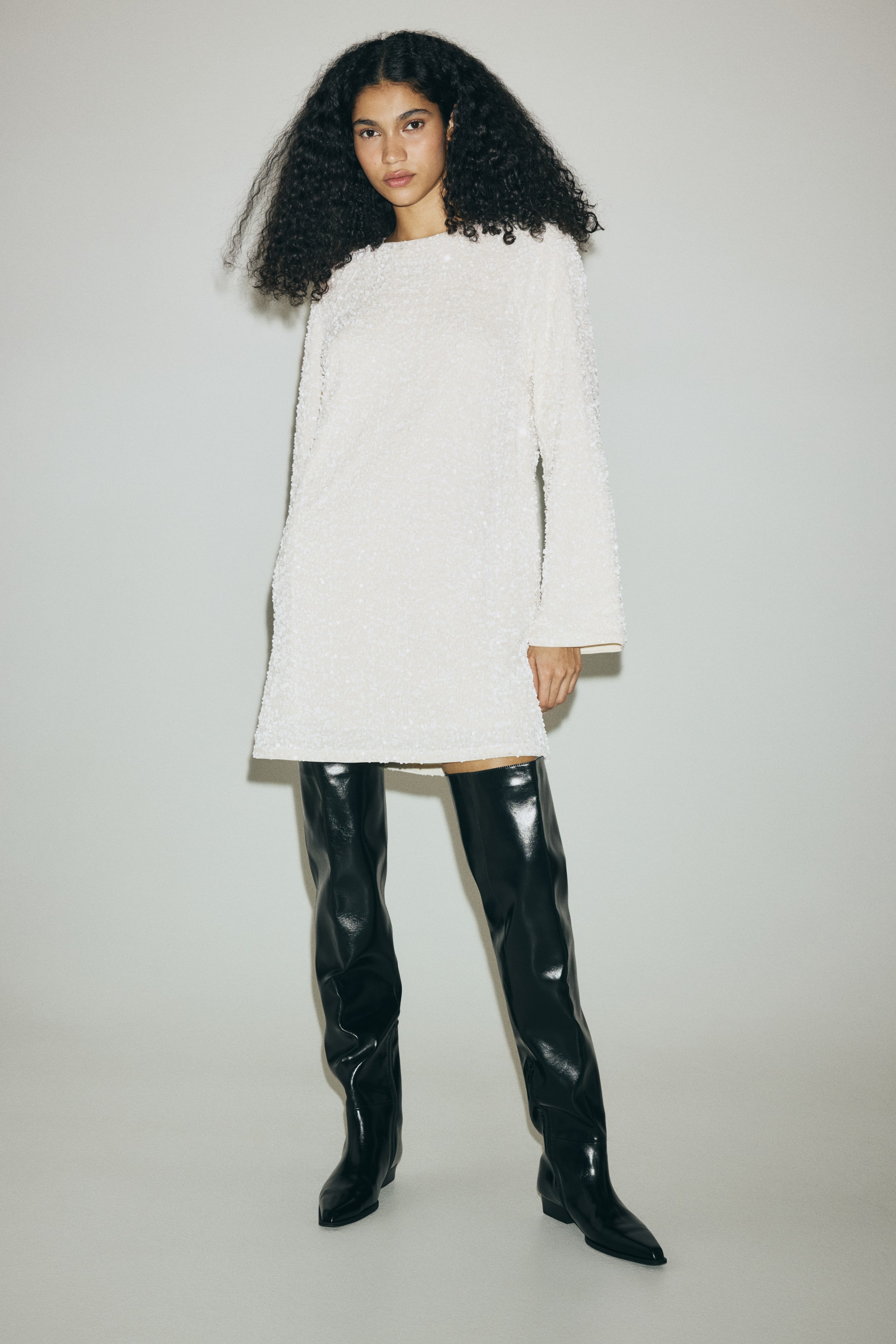 Προβολή μεγαλύτερης εικόνας: Μίνι φόρεμα με πούλιες - Λευκό - Ladies | H&M GR 3