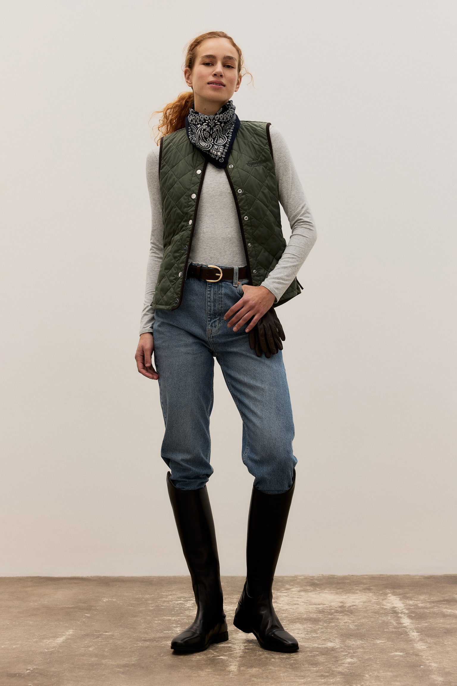 Slim Fit Padded riding gilet - Khaki green - 8