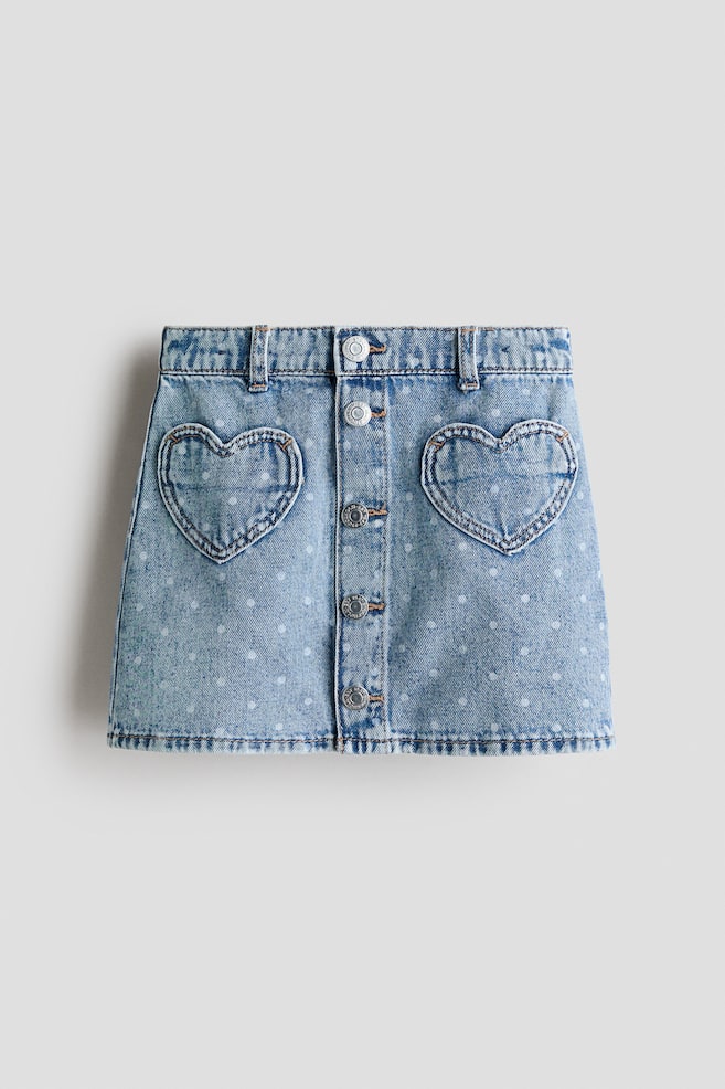 Falda vaquera evasé - Azul denim/Lunares/Rosa claro/Lunares/Azul denim/Corazones - 1