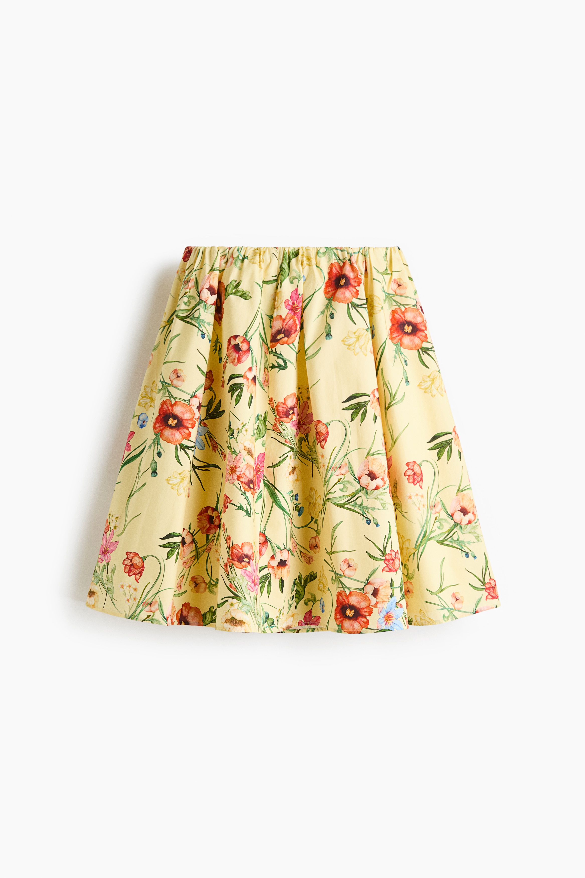 Poplin Circle Skirt - Light yellow/floral
