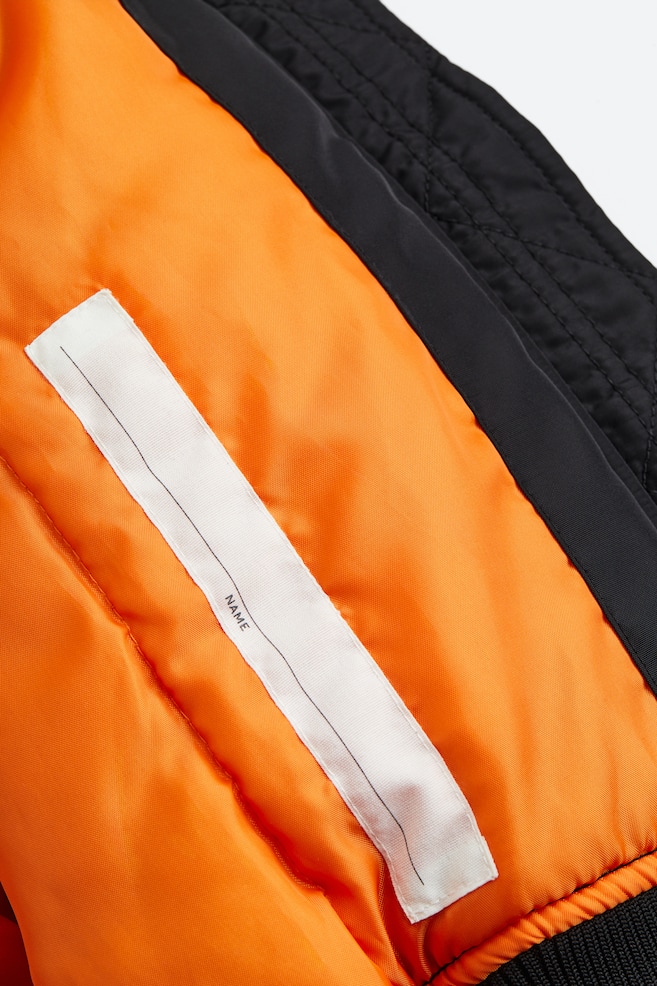 Padded bomber jacket - Schwarz/Dunkles Khakigrün/Orange - 4