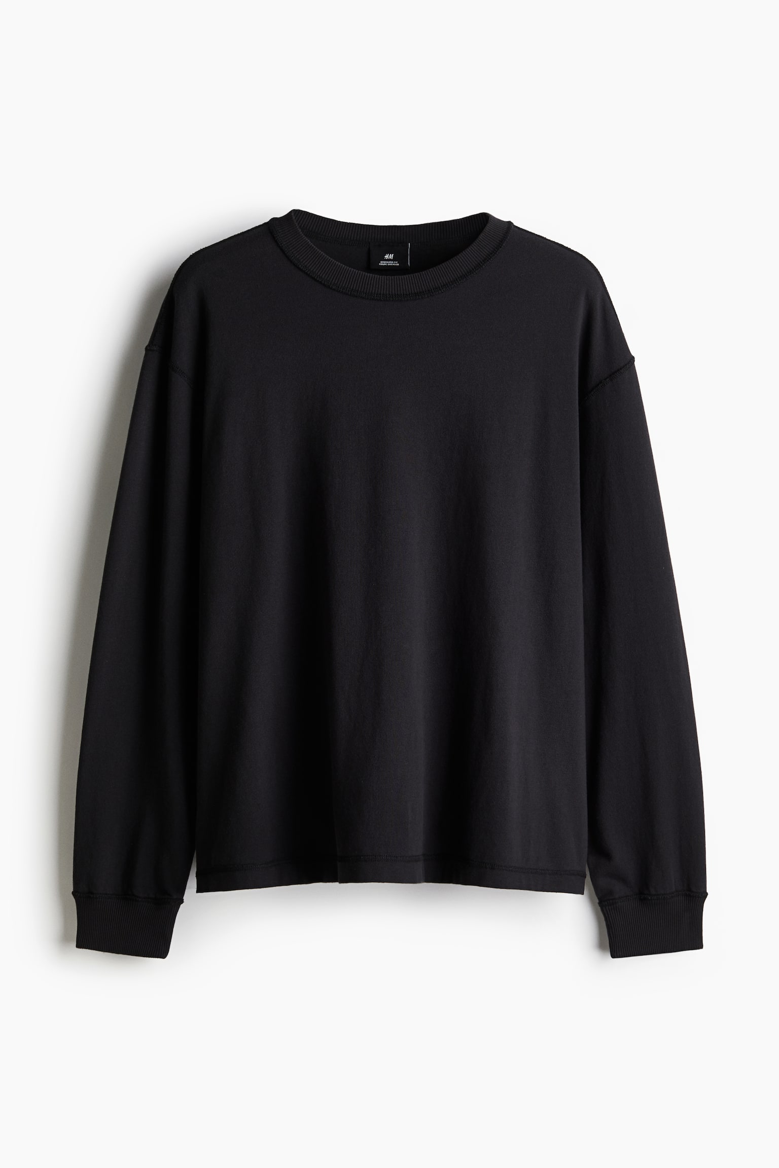 Oversized Fit Long-sleeved jersey top - Black/White - 2