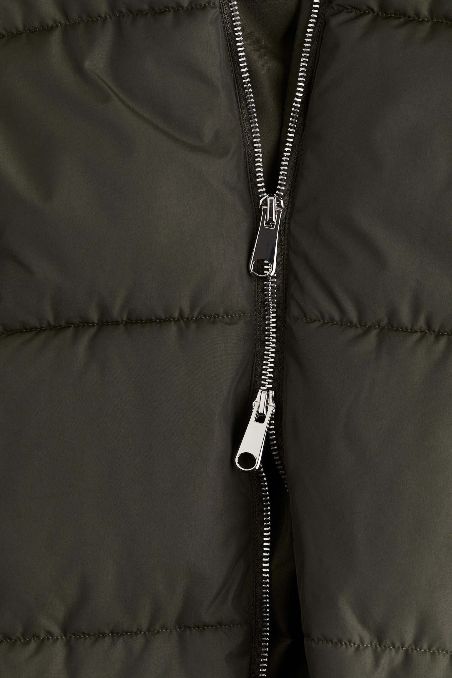 Water-repellent puffer coat - Dark khaki green/Black/Beige - 4