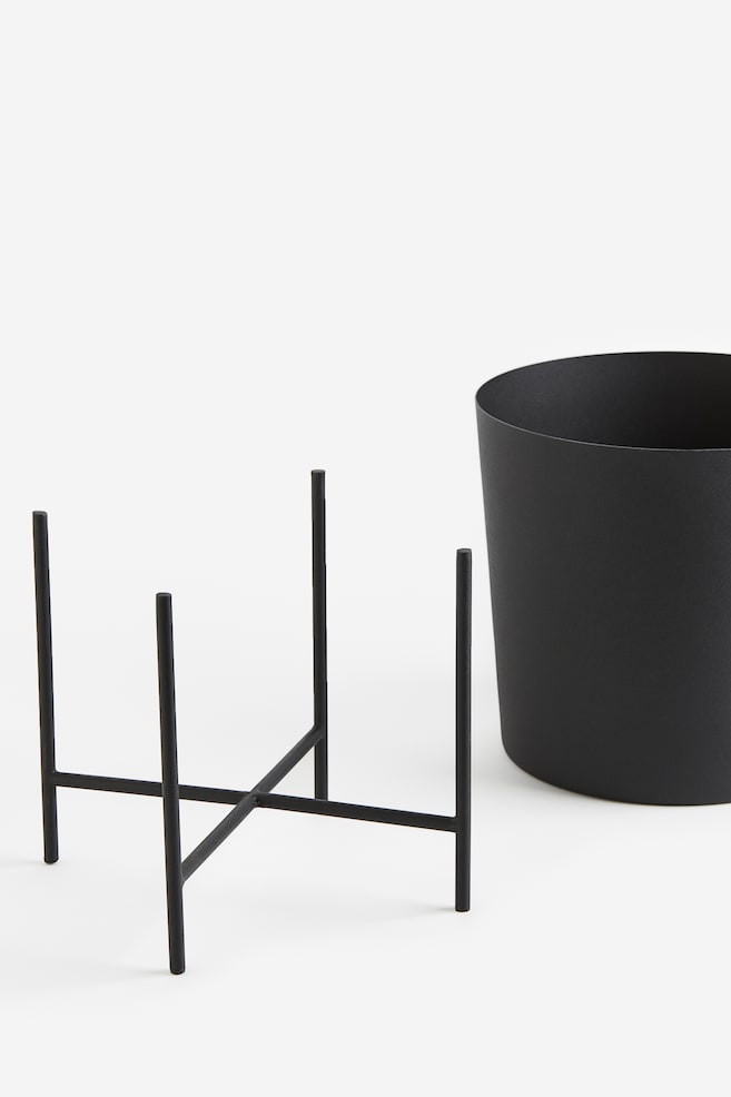 Extralarge Plant Pot with Stand Black Home All H&M US