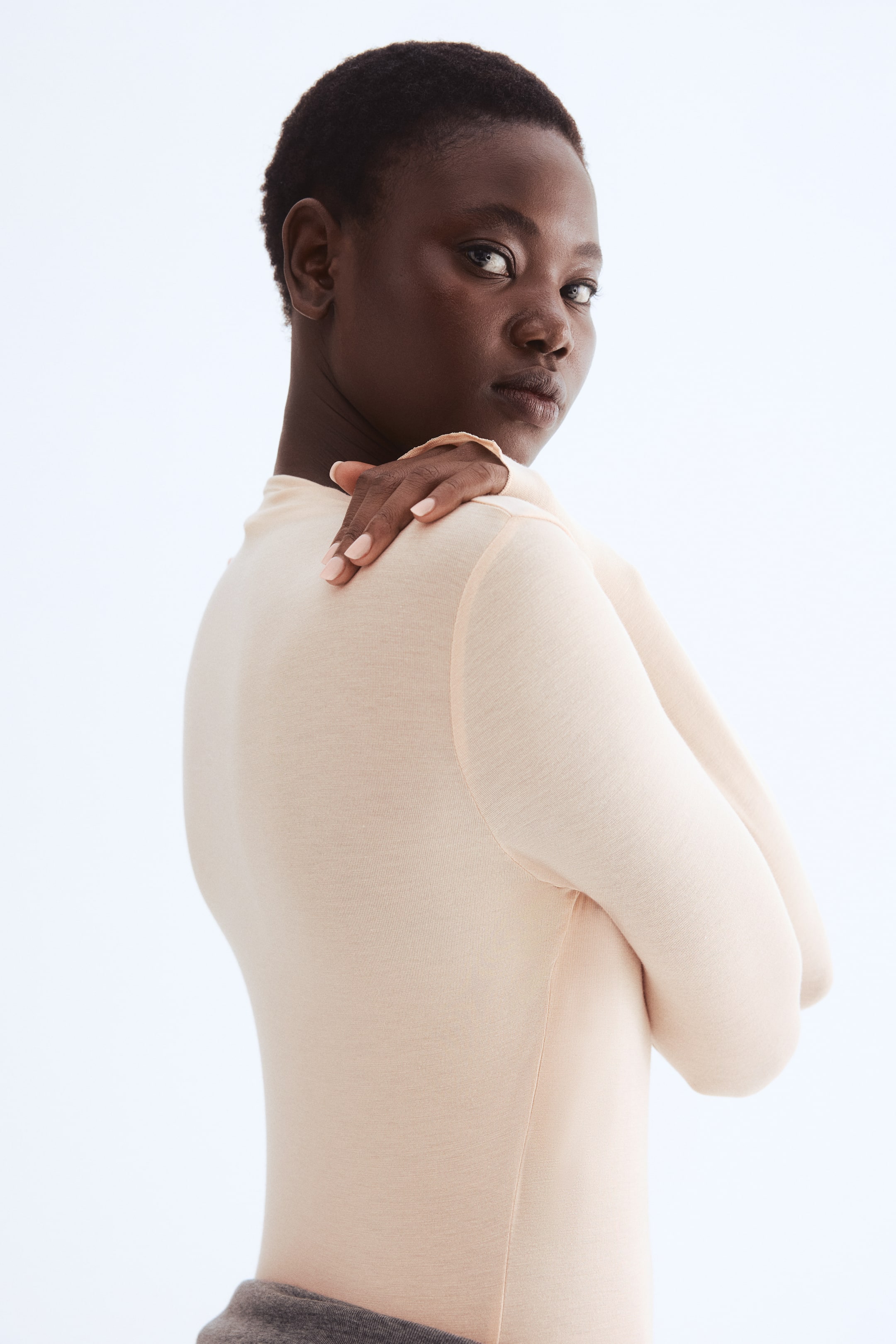 View larger image: Mock Turtleneck Top - Light beige - Ladies | H&M PH 1