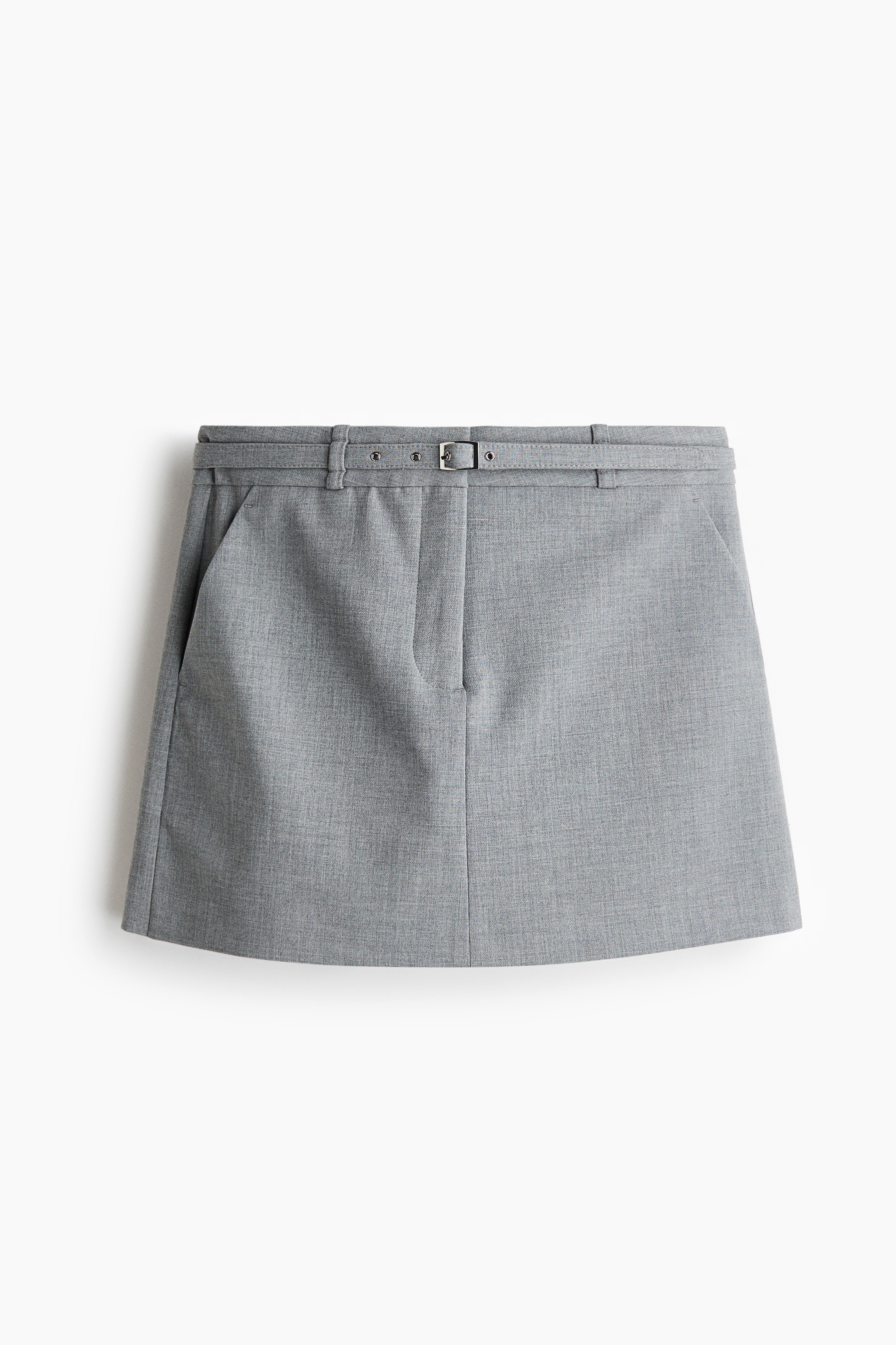 Belted denim skirt - Grey marl/Dark denim blue