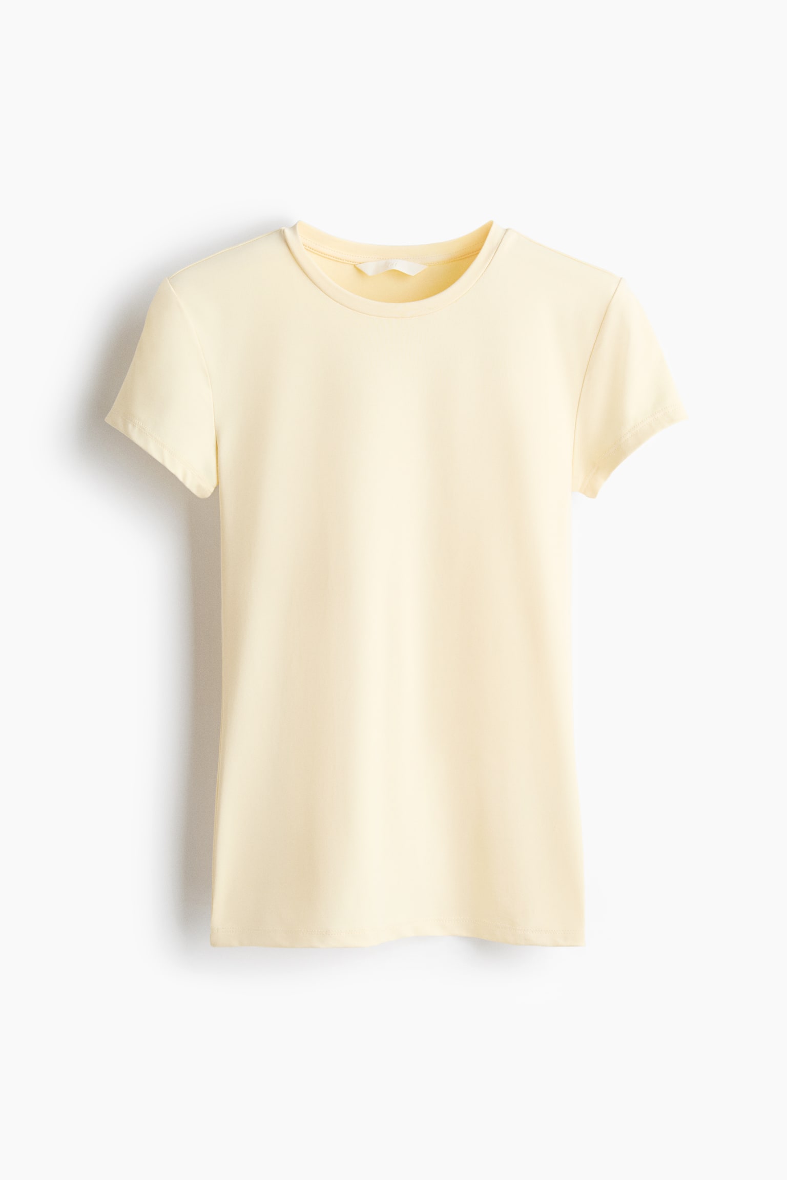 Fitted microfibre T-shirt - Pale yellow/Dark brown/Dark brown/Dark brown/Black/White/Light beige/Dusty pink/Light grey/Navy blue - 1