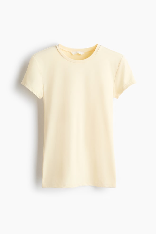 Fitted Microfiber T-shirt - Pale yellow/White/Black/Light dusty blue/Light beige/Dark brown/Dark brown/Dusty pink/Light gray/Dark brown/Navy blue/Light beige - 1