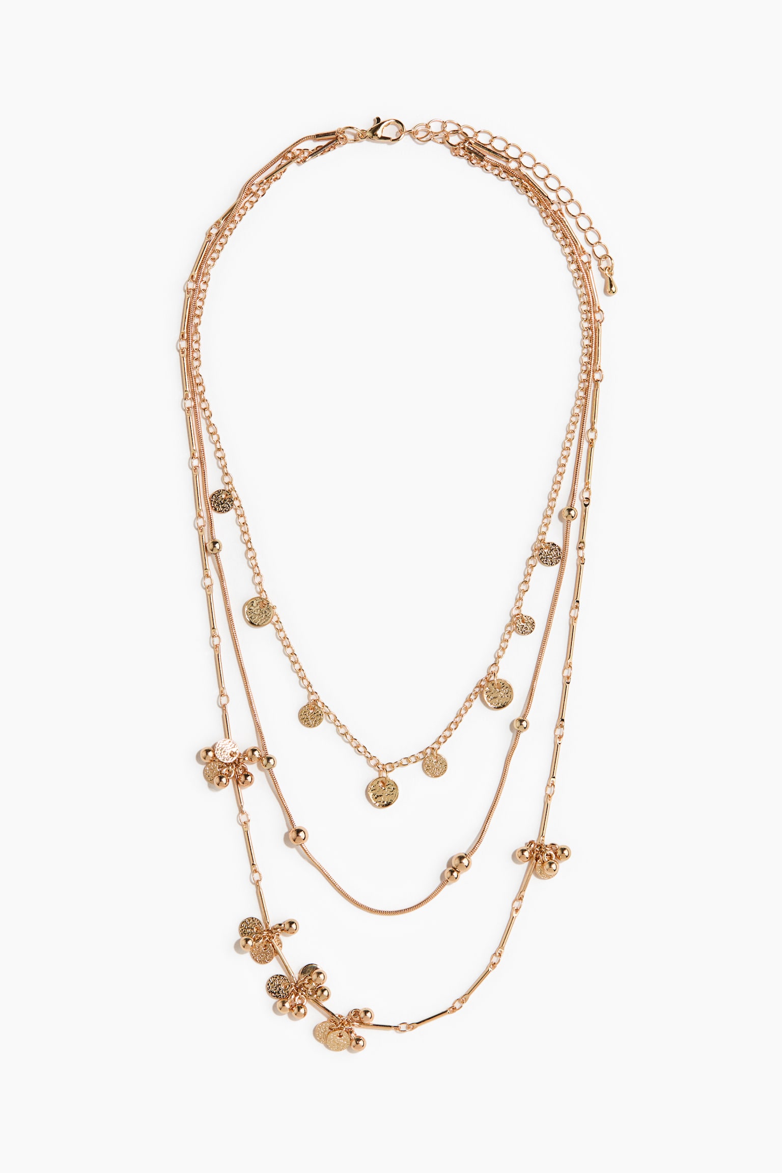 Three-strand necklace-Gold-coloured - 2