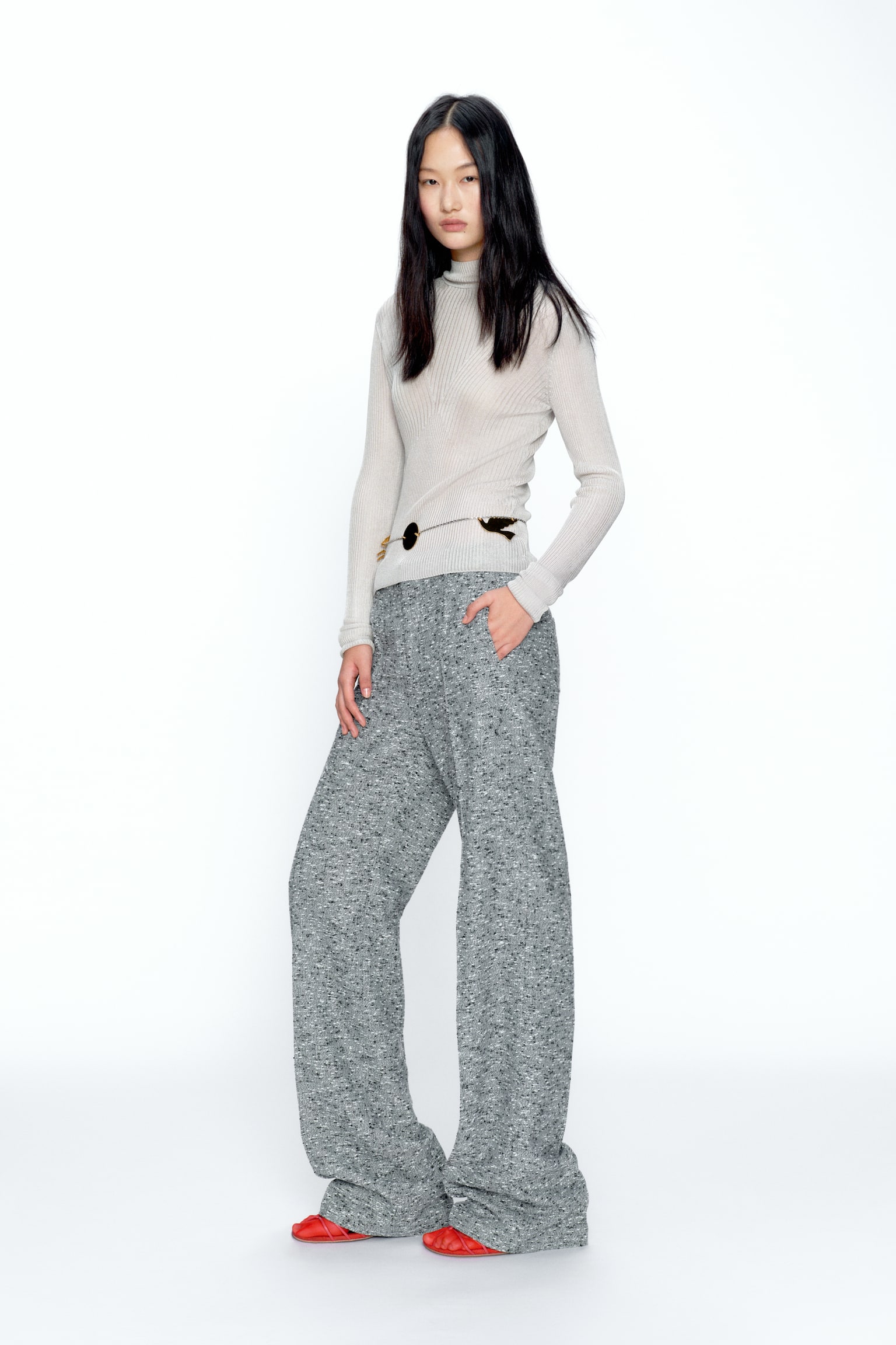 Rib-knit top - Light grey/Light pink/Black - 3