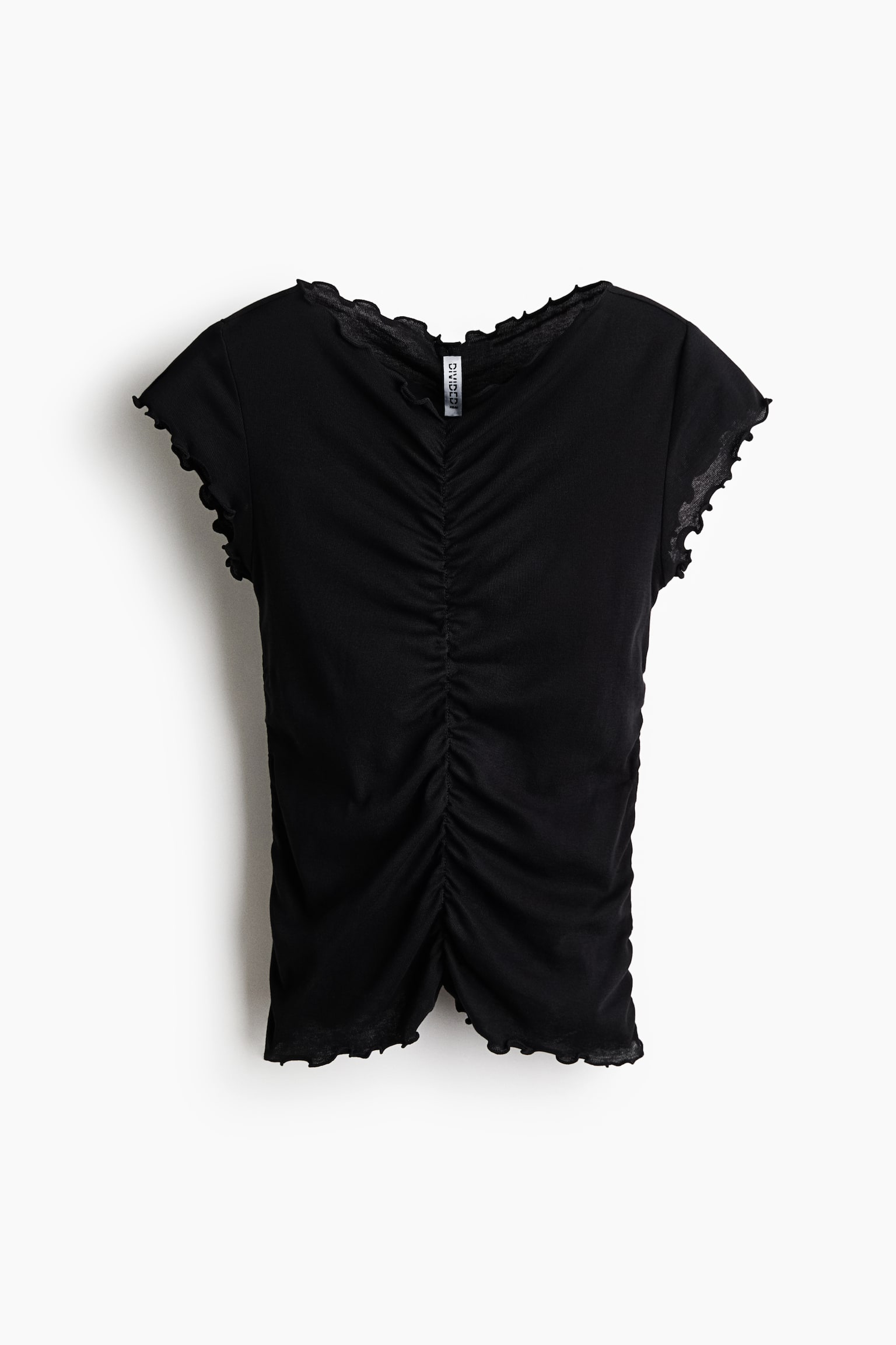 Женский топ H&M Draped Cotton Top, цвет: Чёрный — фото 1