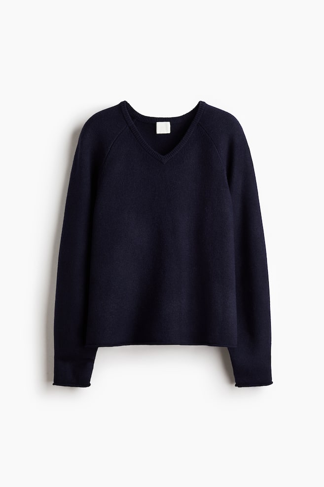 Trui met V-hals - Marineblauw - 1