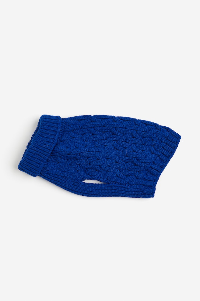 Cable-knit dog jumper - Bright blue/Light beige/Red - 2