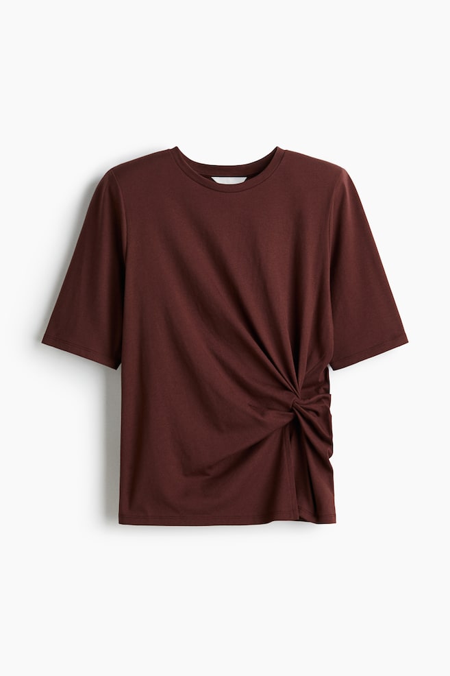 Twist-Detail T-Shirt - Dark rust brown - 1