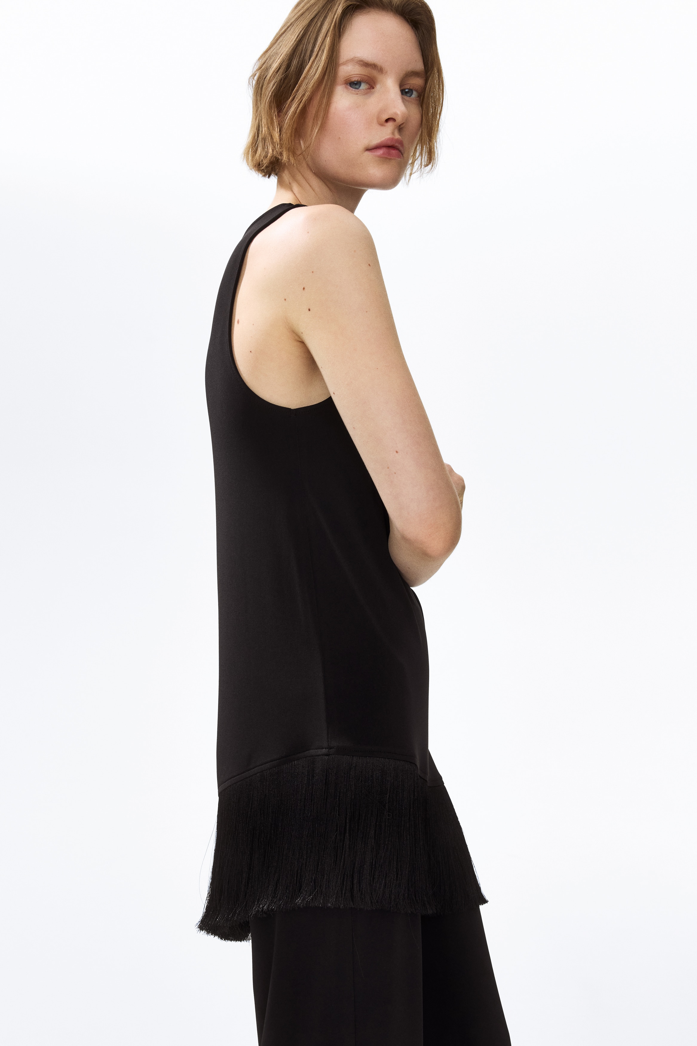 Asymmetric Fringe-Trimmed Top