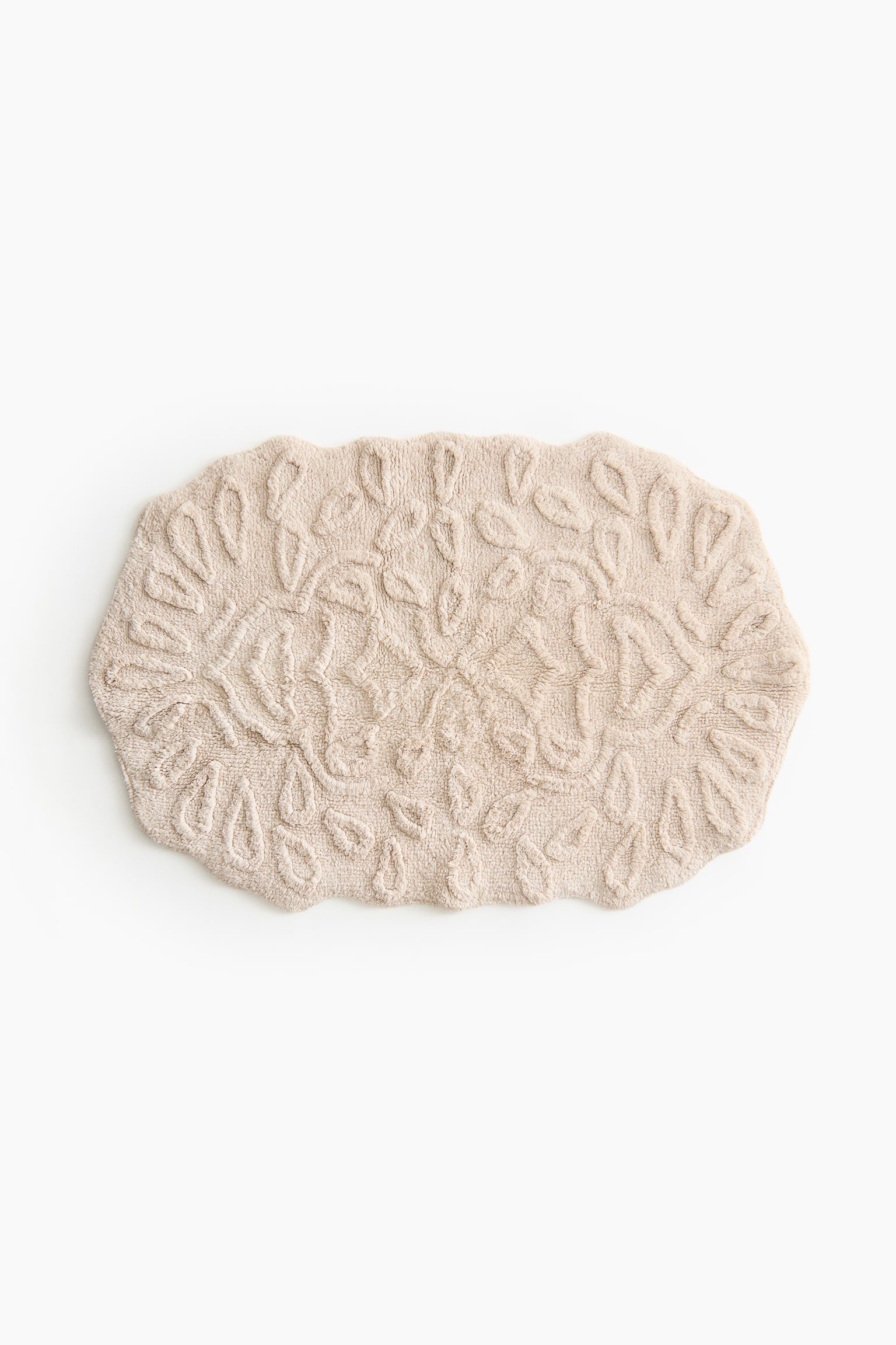 Tufted cotton bath mat - Beige/White